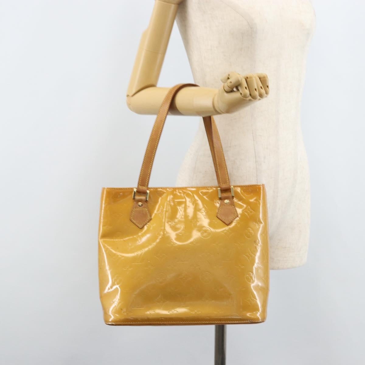 LOUIS VUITTON Monogram Vernis Houston Hand Bag Beige M91004 LV Auth ep13389