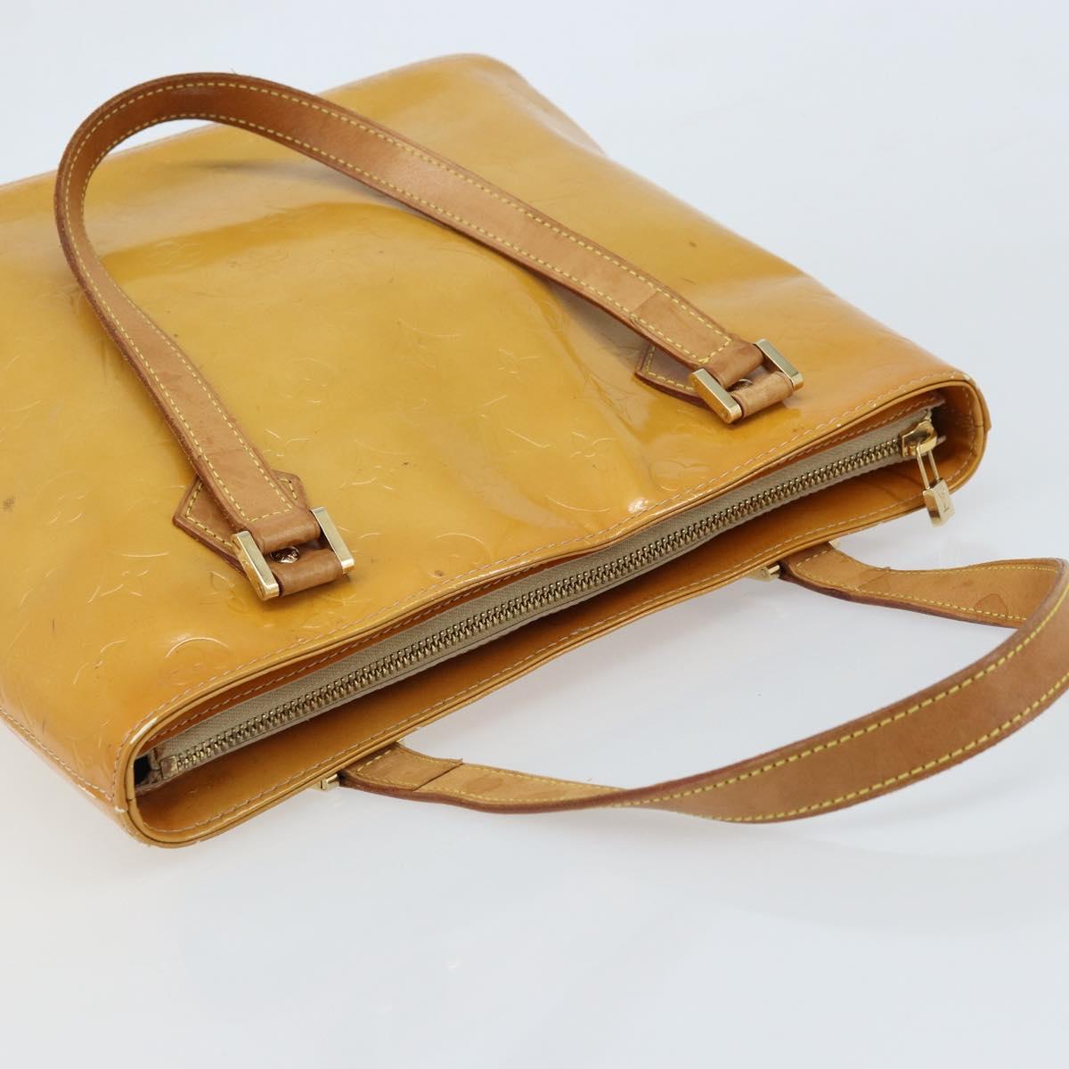 LOUIS VUITTON Monogram Vernis Houston Hand Bag Beige M91004 LV Auth ep13389