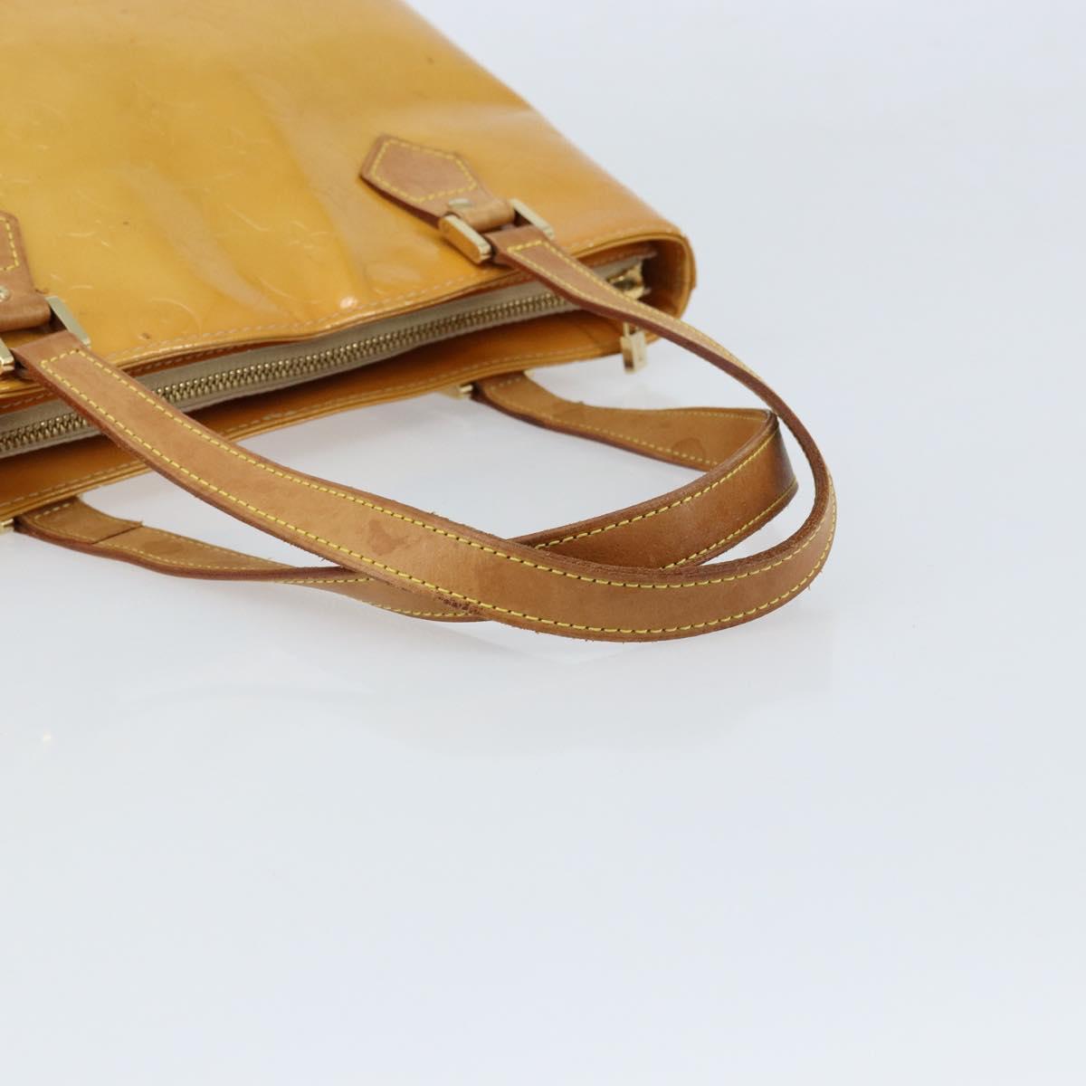 LOUIS VUITTON Monogram Vernis Houston Hand Bag Beige M91004 LV Auth ep13389