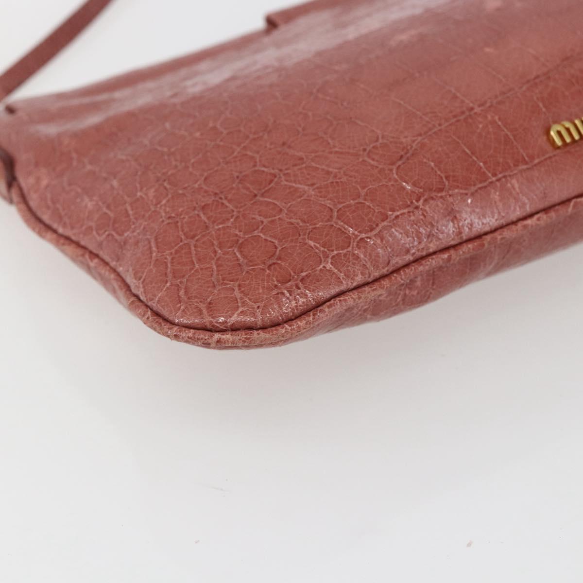 Miu Miu Shoulder Bag Leather Pink Gold Auth ep13395