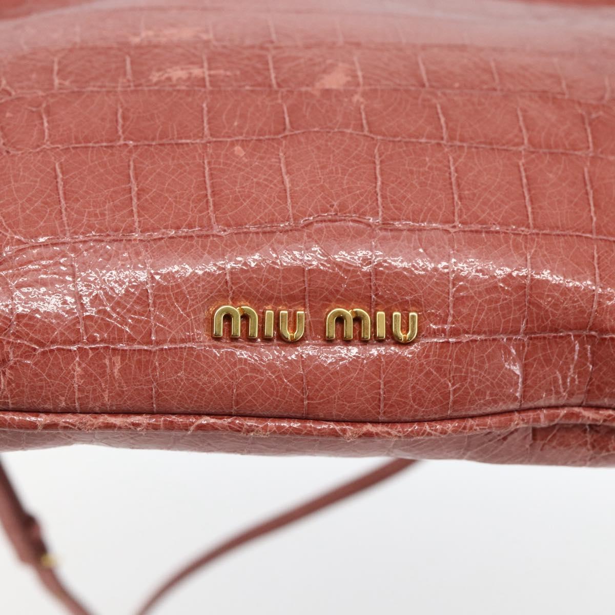 Miu Miu Shoulder Bag Leather Pink Gold Auth ep13395