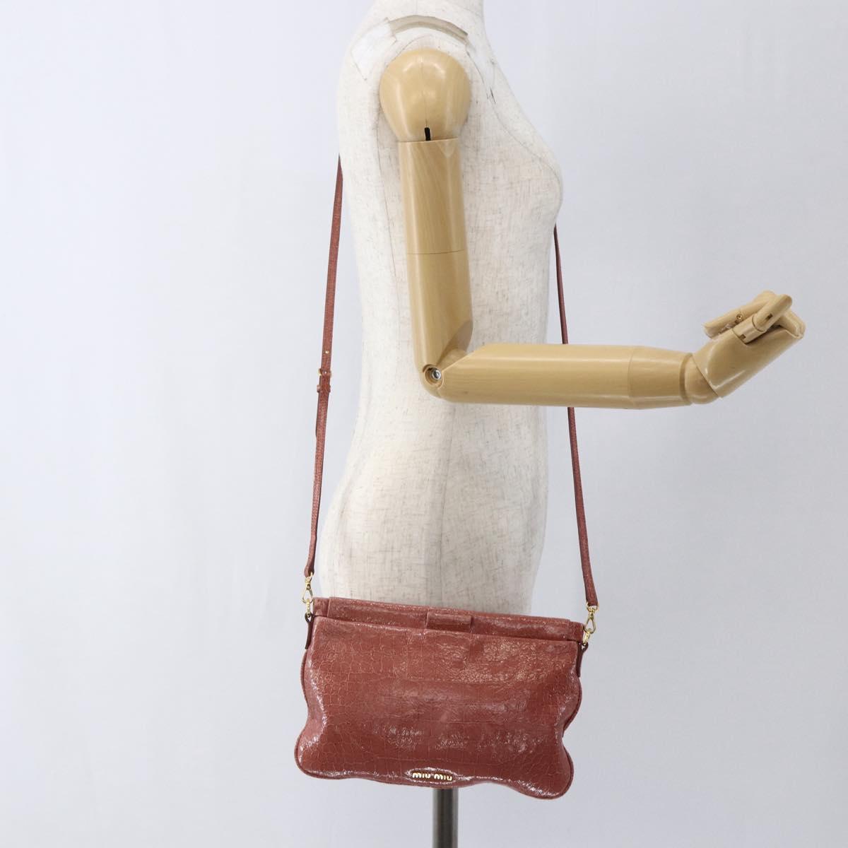 Miu Miu Shoulder Bag Leather Pink Gold Auth ep13395