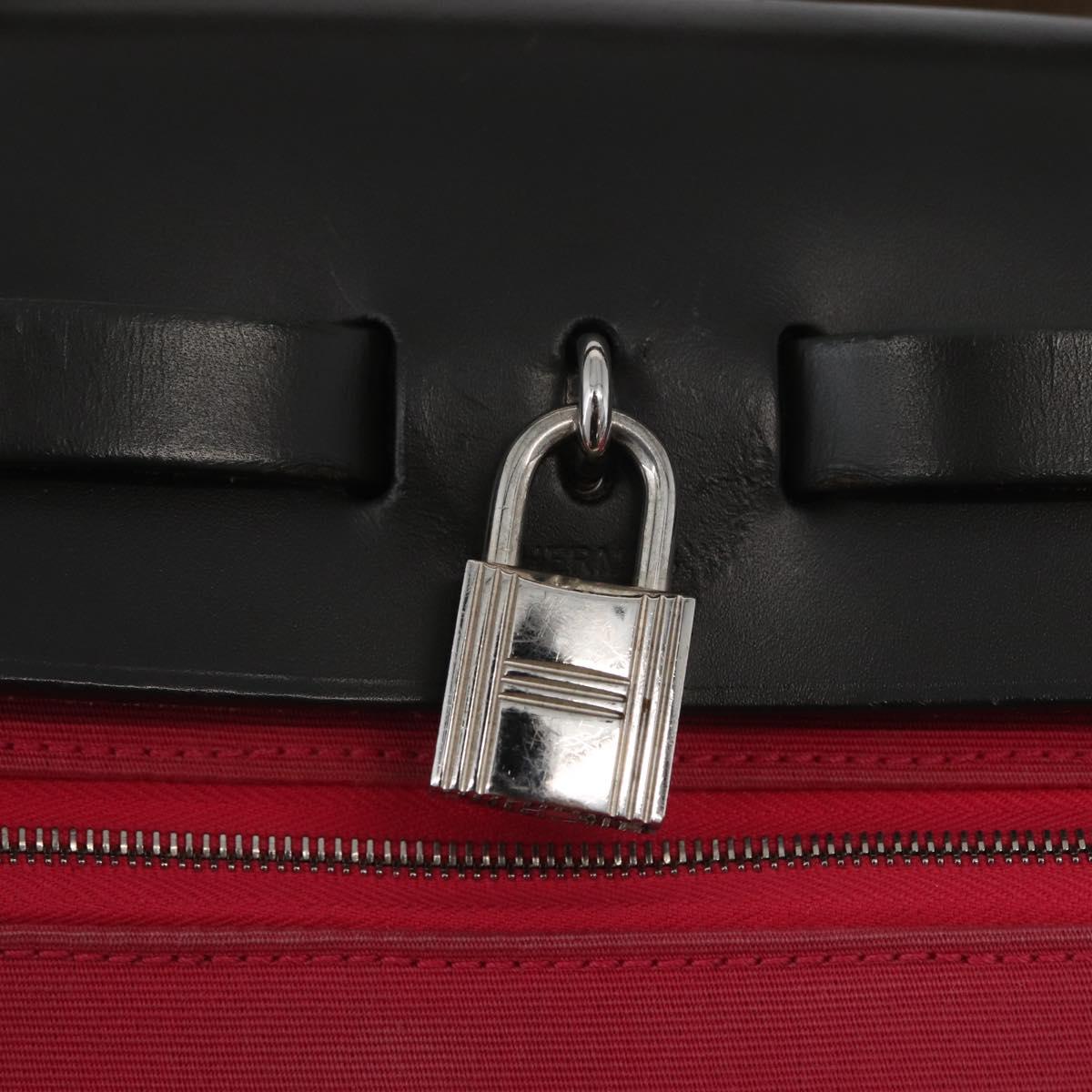 HERMES Herbag Zip Hand Bag Canvas Pink Silver Auth ep13396