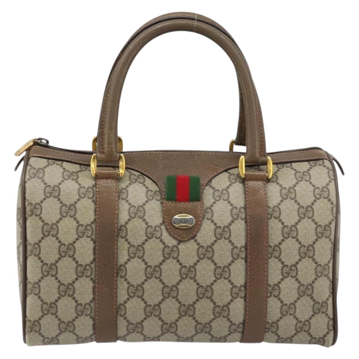GUCCI GG Supreme Web Sherry Line Bag PVC Beige Gold 39 02 006 Auth ep13397