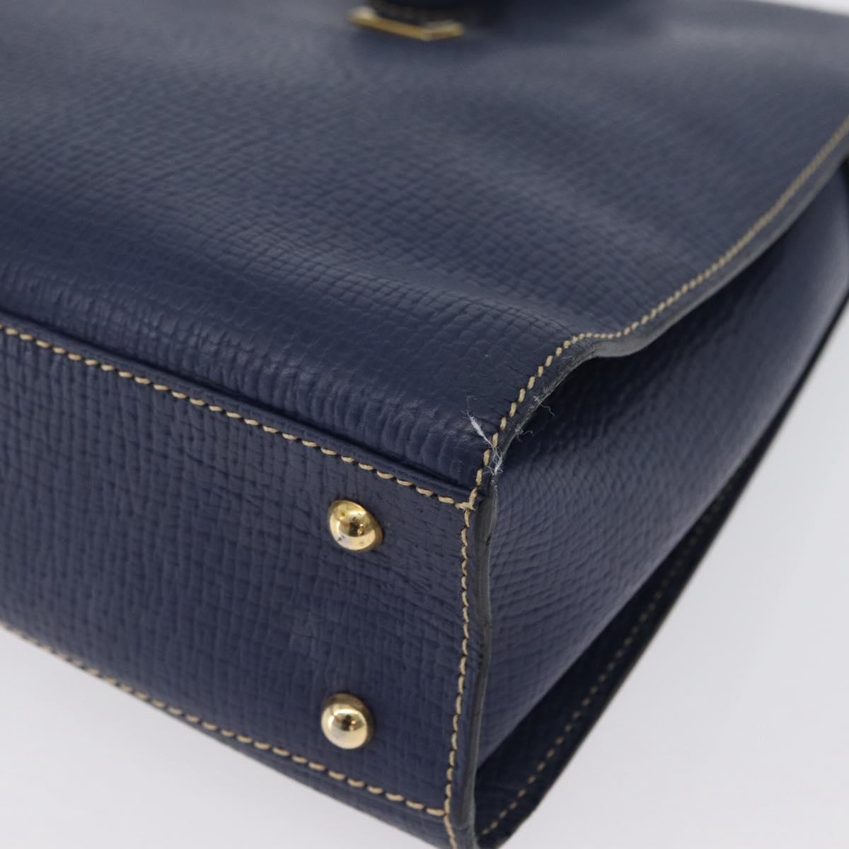LOEWE Shoulder Bag Leather Navy Gold Auth ep13402