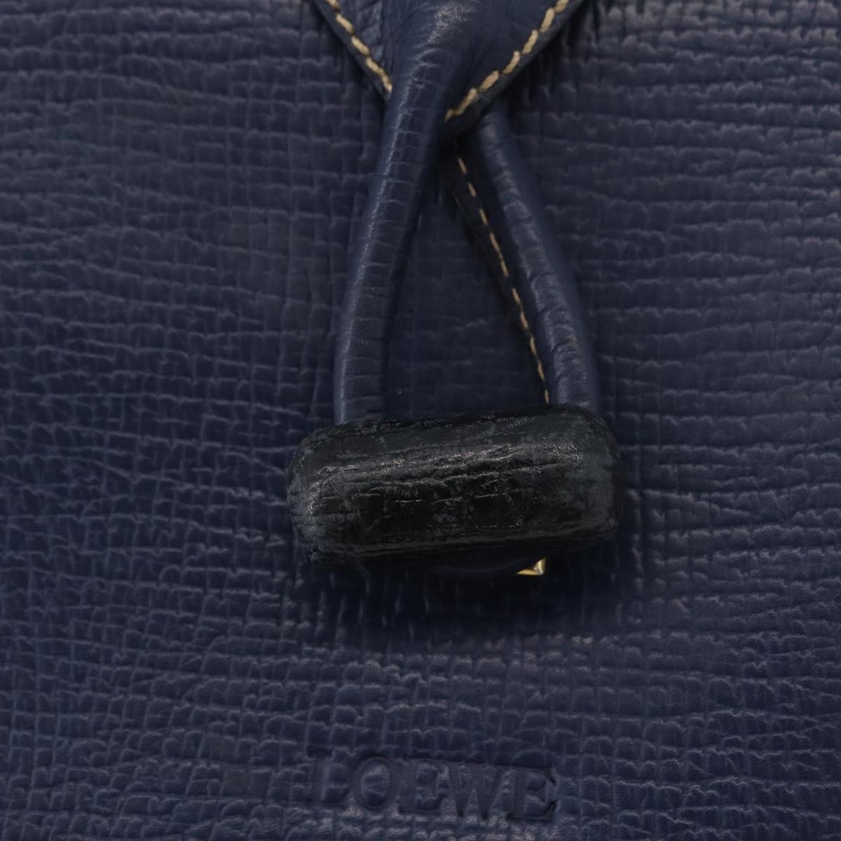LOEWE Shoulder Bag Leather Navy Gold Auth ep13402