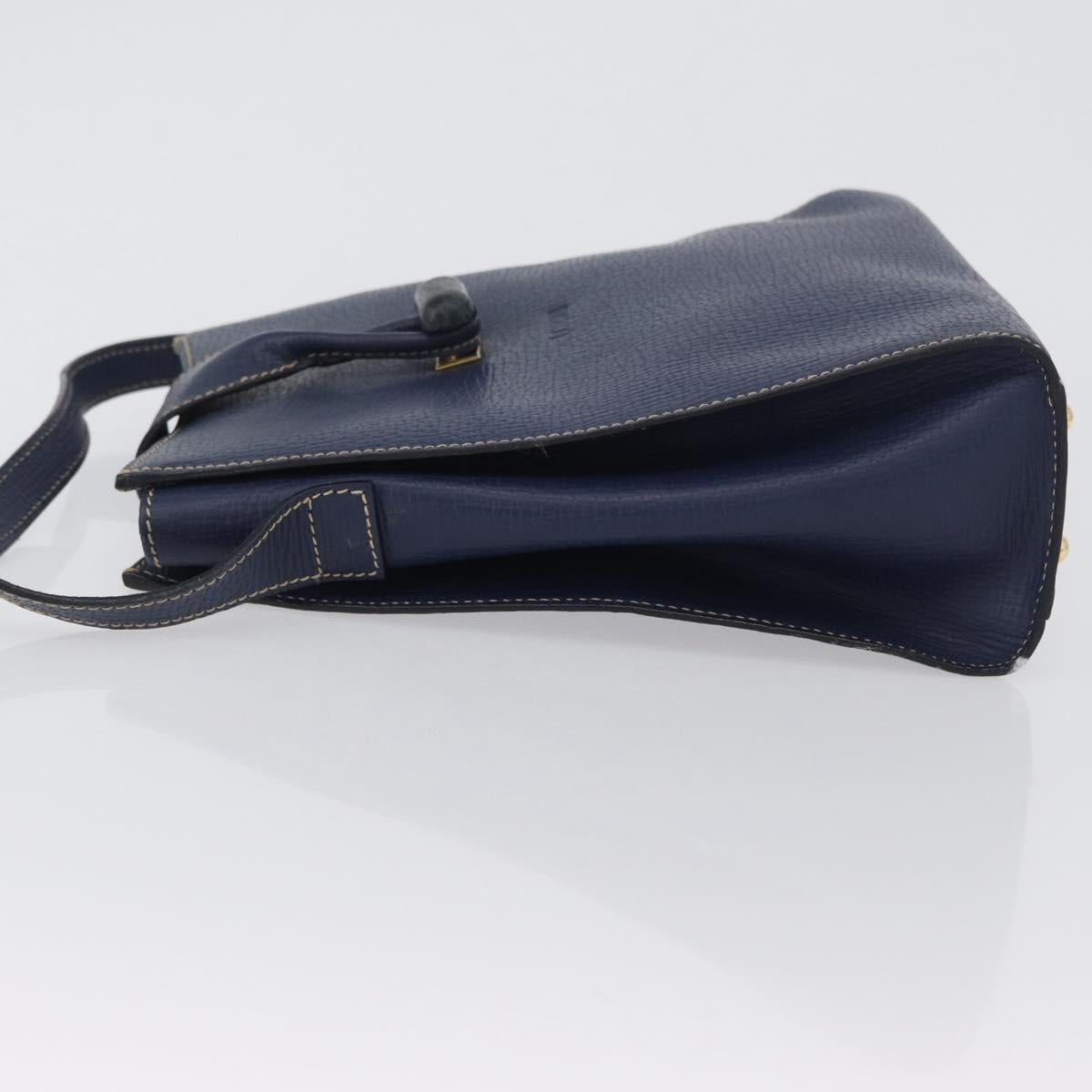 LOEWE Shoulder Bag Leather Navy Gold Auth ep13402