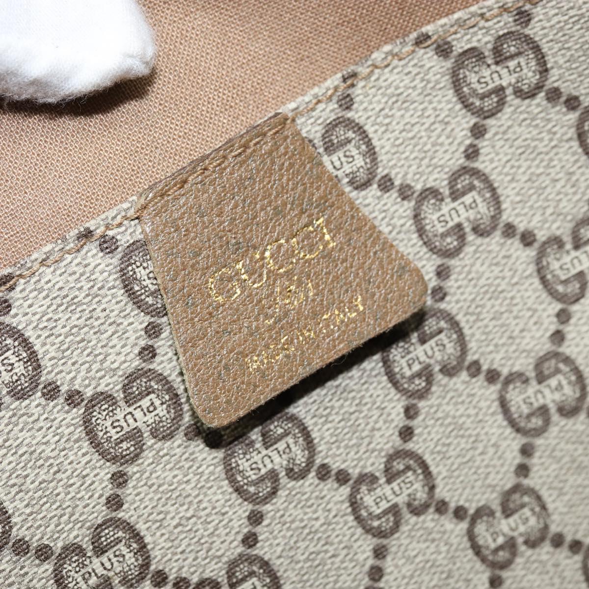 GUCCI GG Plus Supreme Web Sherry Line Tote Bag PVC Beige Gold Auth ep13405
