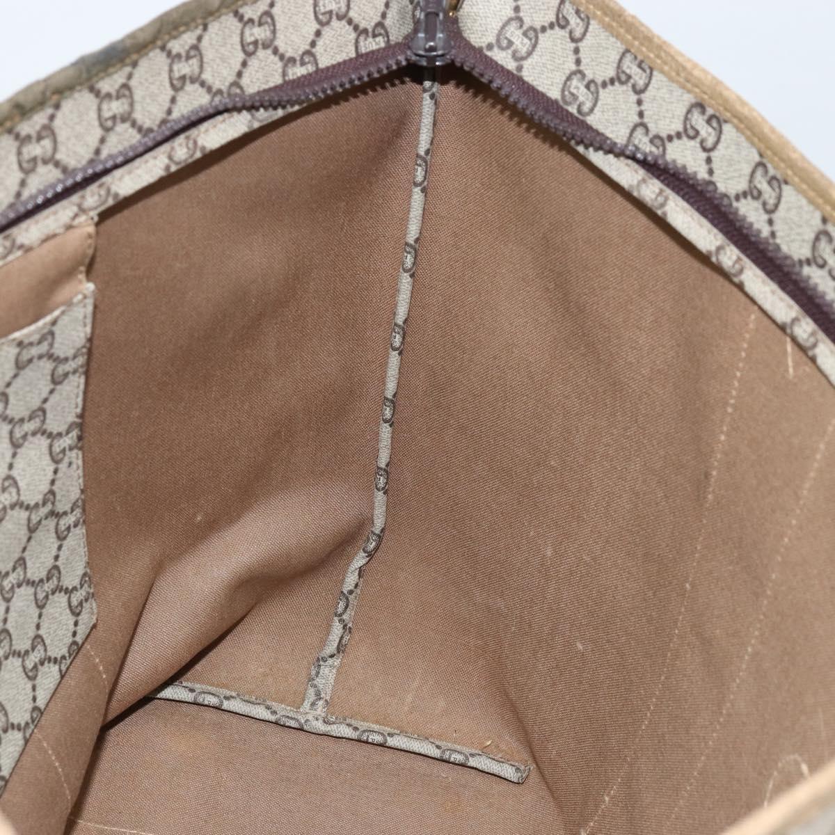 GUCCI GG Plus Supreme Web Sherry Line Tote Bag PVC Beige Gold Auth ep13405
