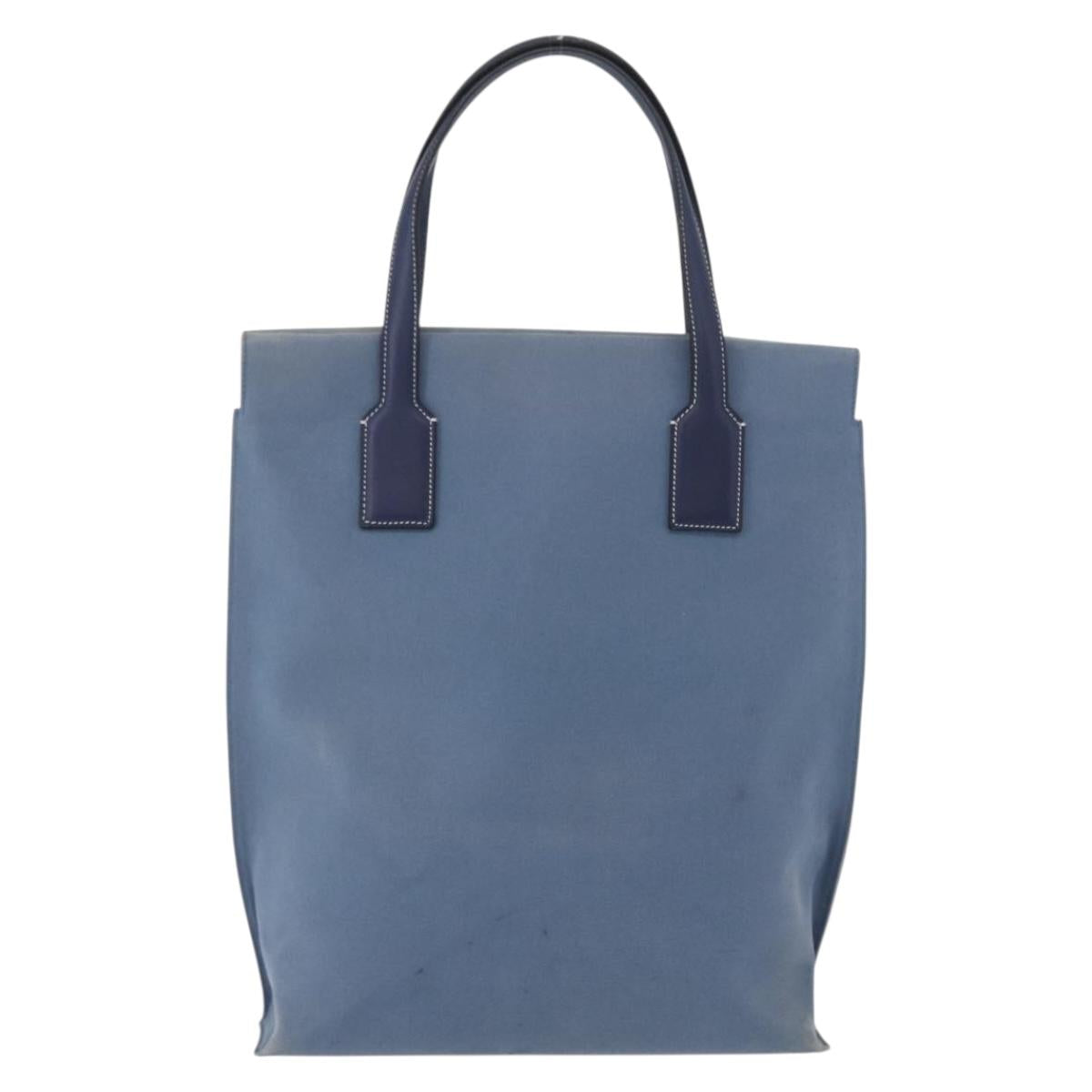 LOEWE Tote Bag Canvas Light Blue Silver Auth ep13411