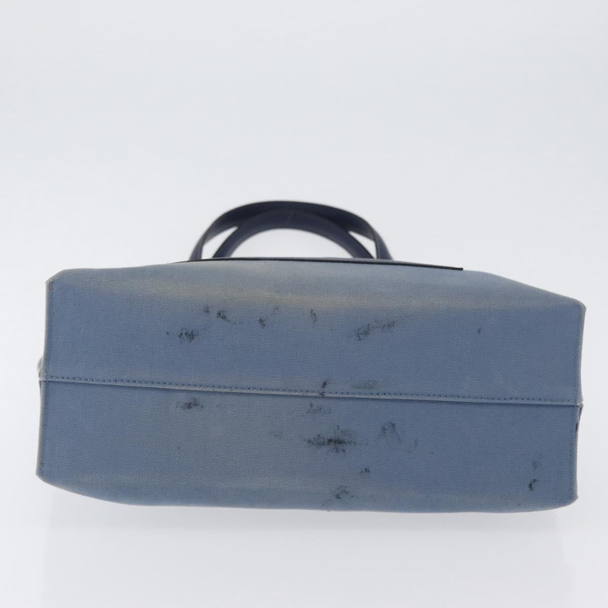 LOEWE Tote Bag Canvas Light Blue Silver Auth ep13411