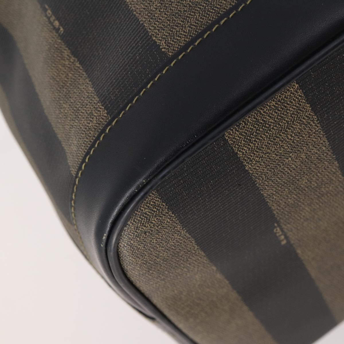 FENDI Pecan Canvas Shoulder Bag PVC Black Brown Auth ep13414
