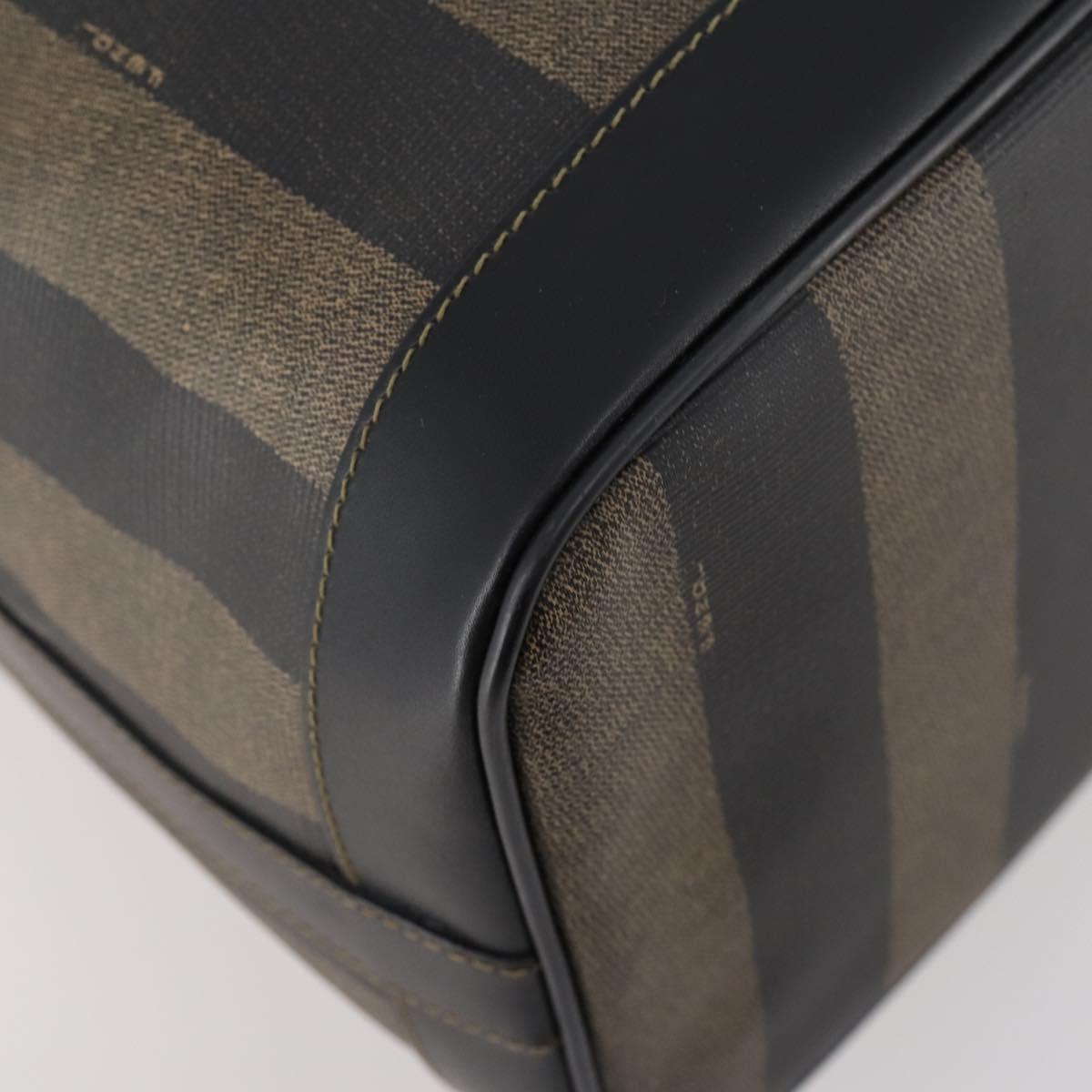 FENDI Pecan Canvas Shoulder Bag PVC Black Brown Auth ep13414