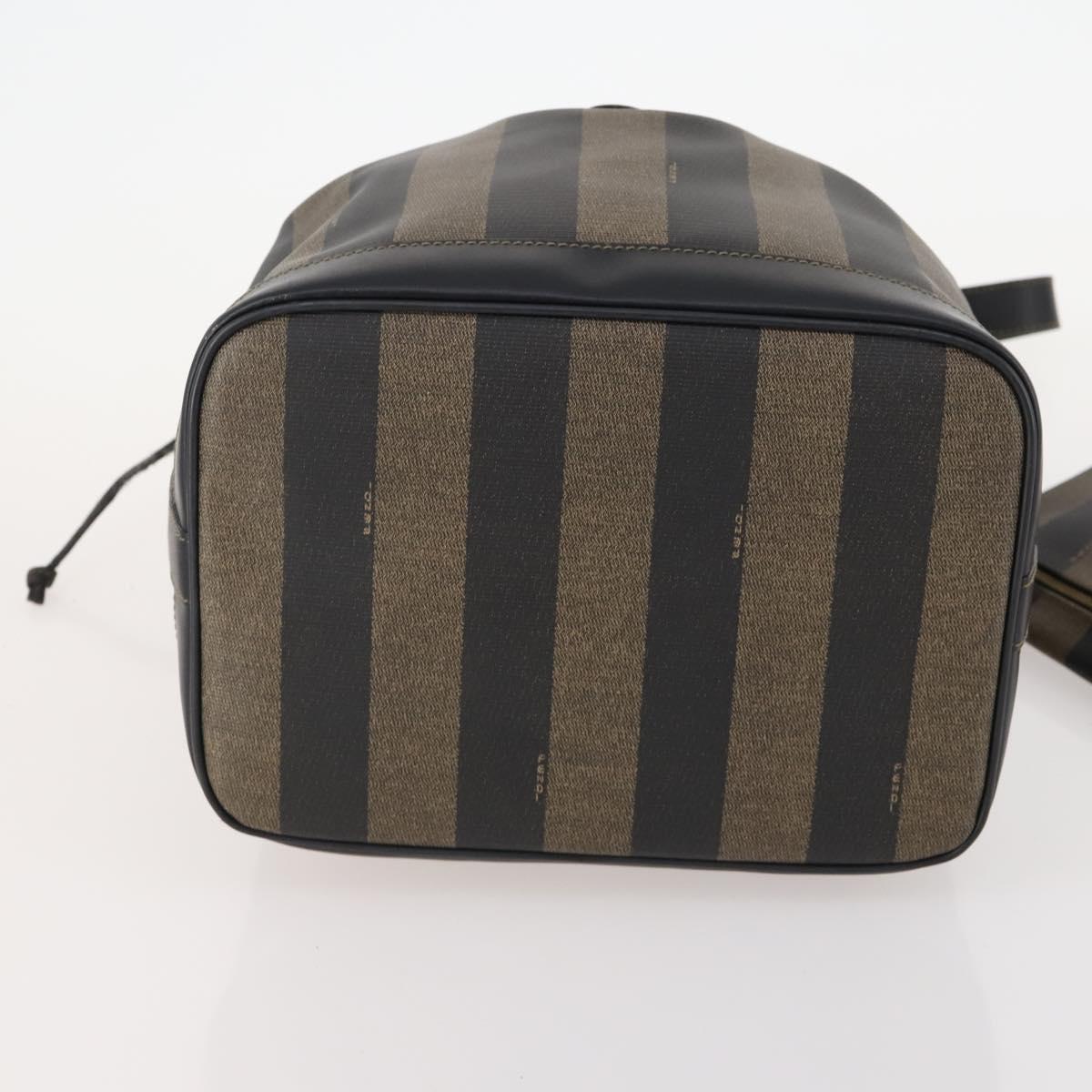 FENDI Pecan Canvas Shoulder Bag PVC Black Brown Auth ep13414