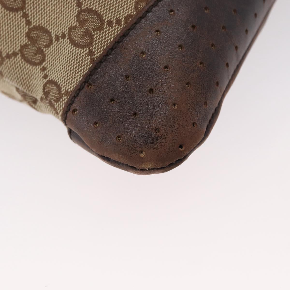 GUCCI GG Canvas Shoulder Bag Beige Silver 145857 Auth ep13417