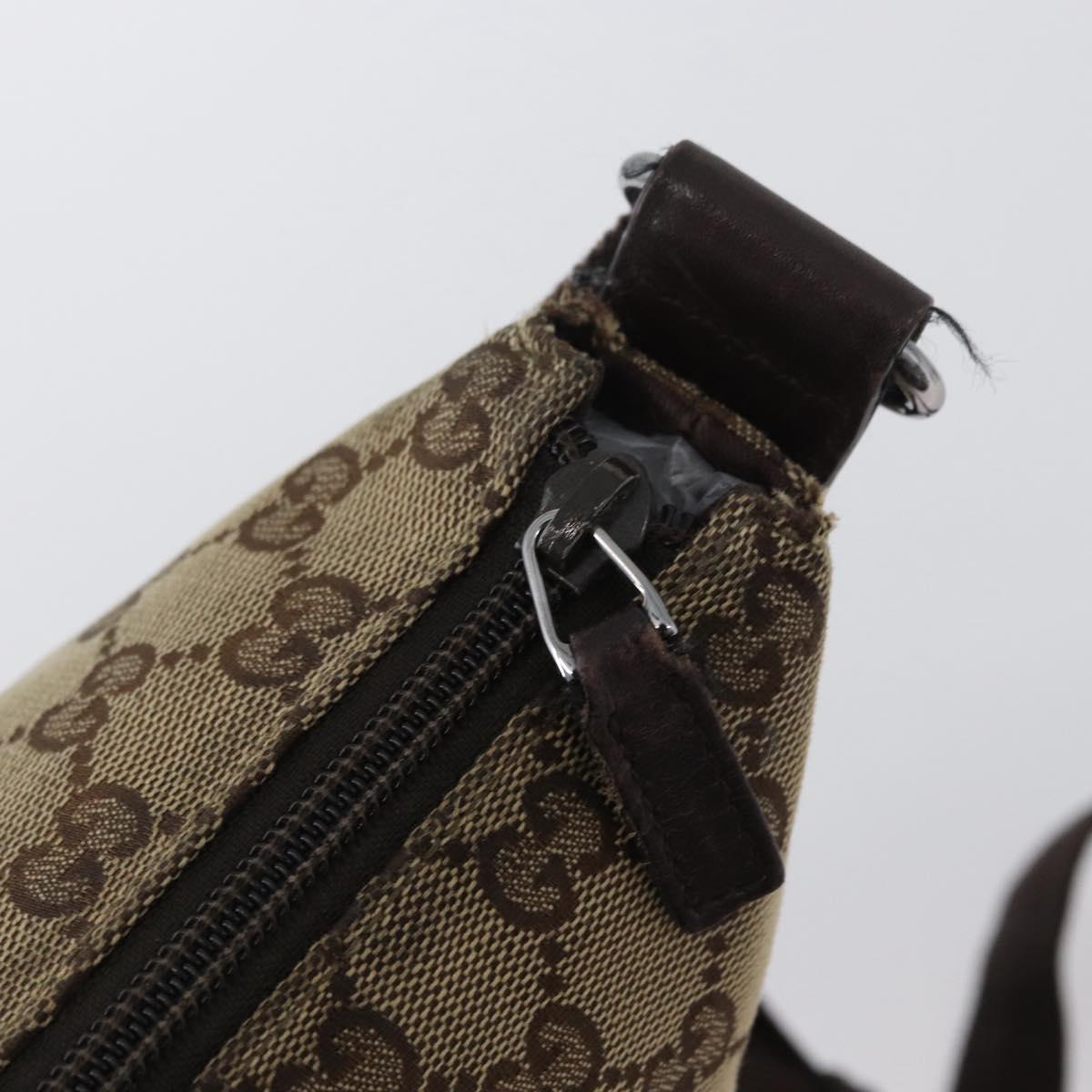 GUCCI GG Canvas Shoulder Bag Beige Silver 145857 Auth ep13417