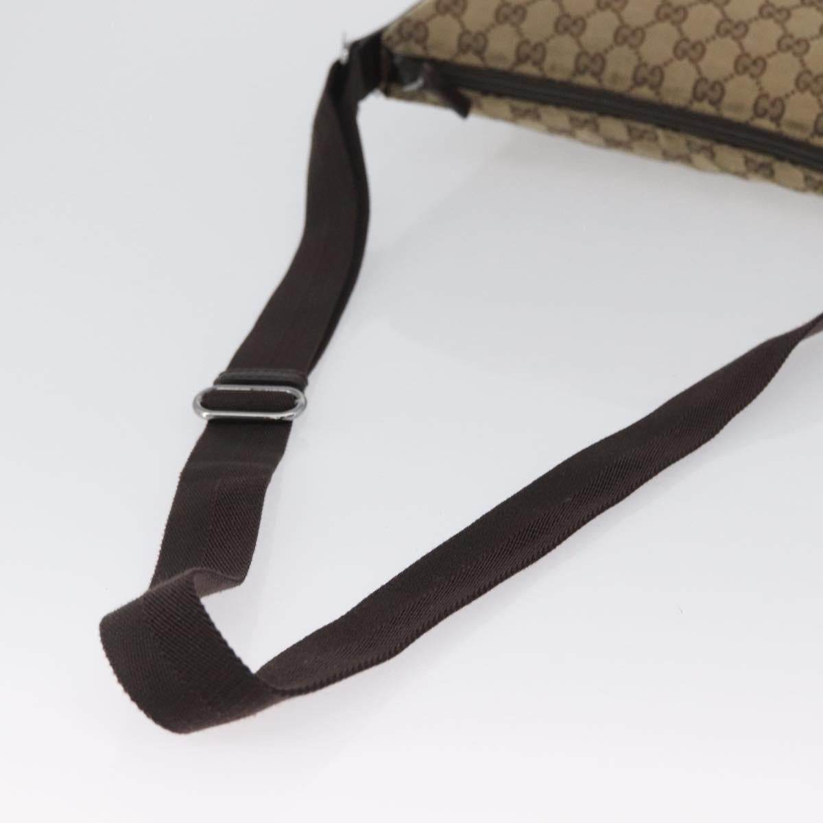 GUCCI GG Canvas Shoulder Bag Beige Silver 145857 Auth ep13417
