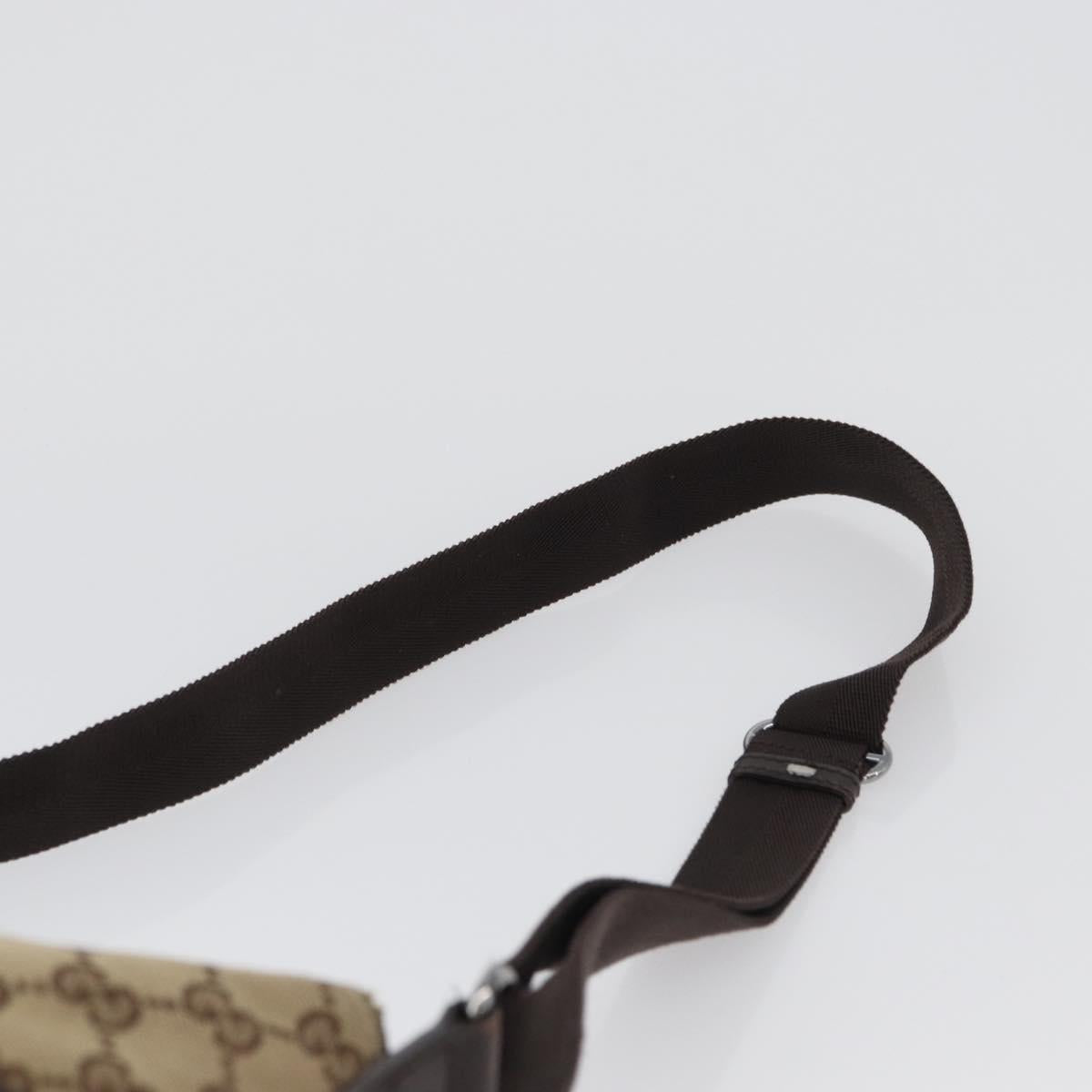 GUCCI GG Canvas Shoulder Bag Beige Silver 145857 Auth ep13417