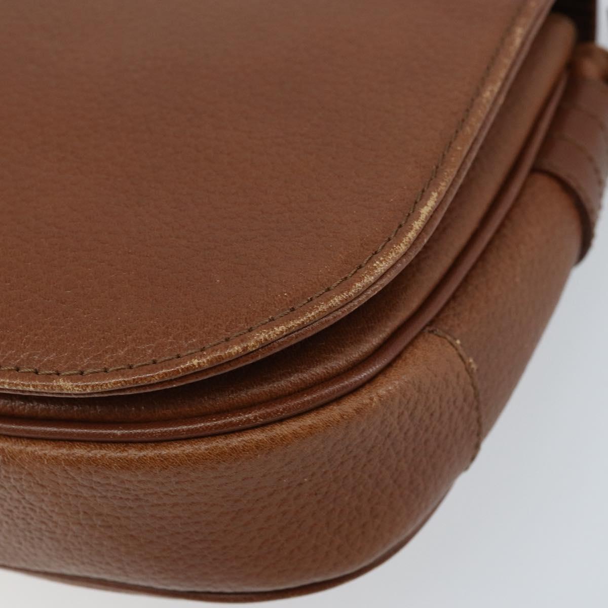 Burberrys Shoulder Bag Leather Brown Gold Auth ep13419