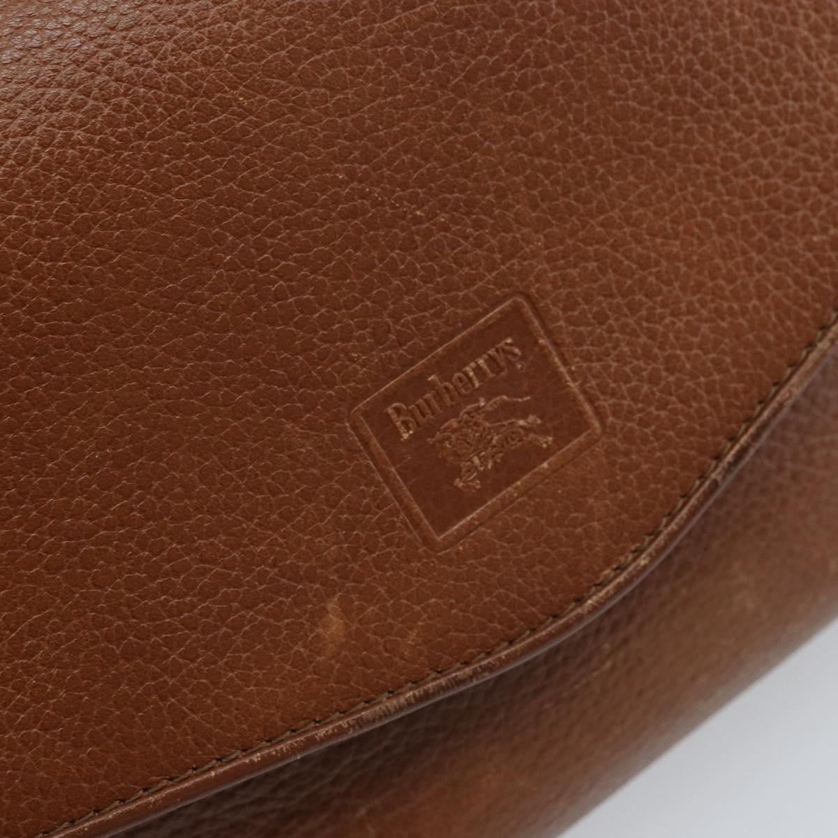 Burberrys Shoulder Bag Leather Brown Gold Auth ep13419
