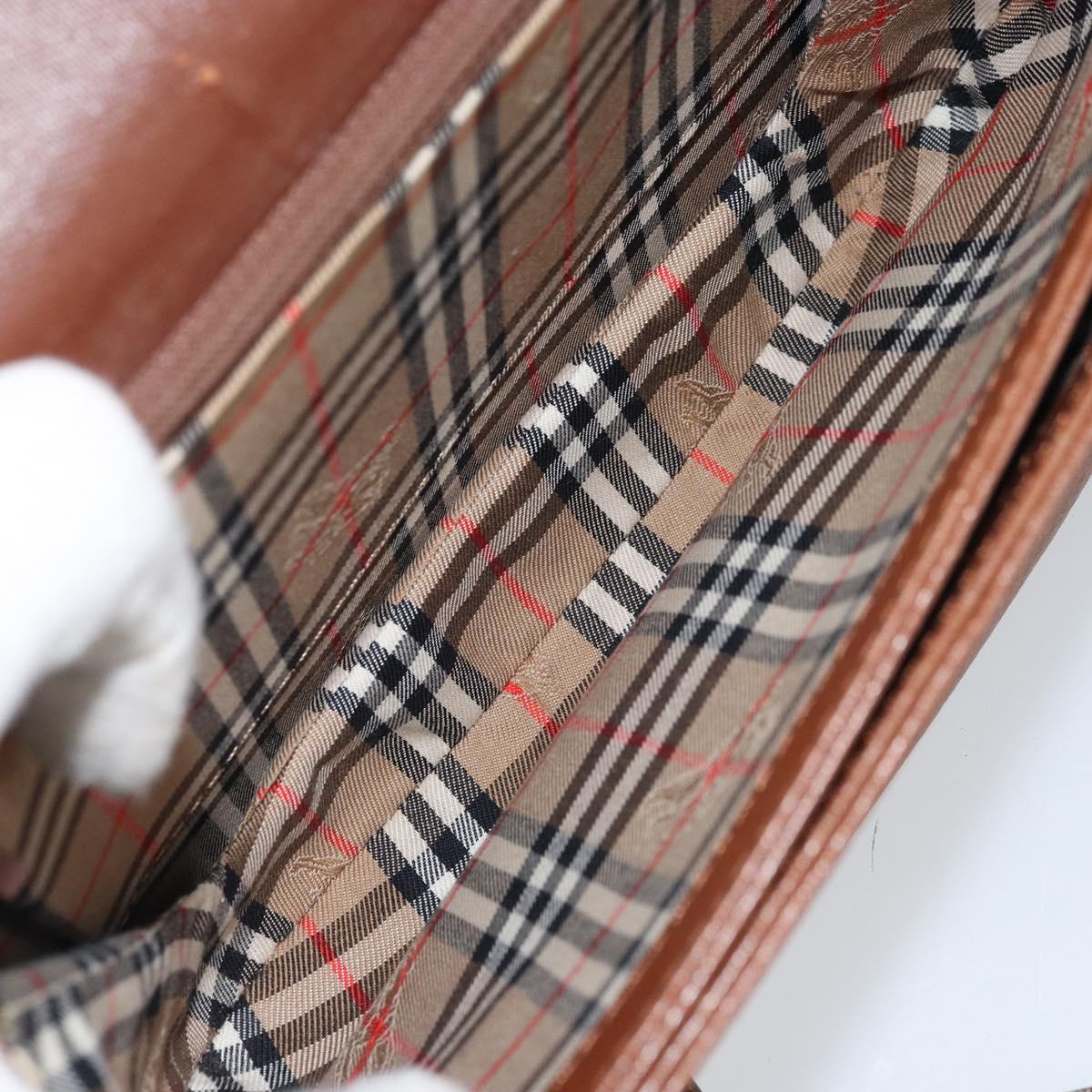 Burberrys Shoulder Bag Leather Brown Gold Auth ep13419
