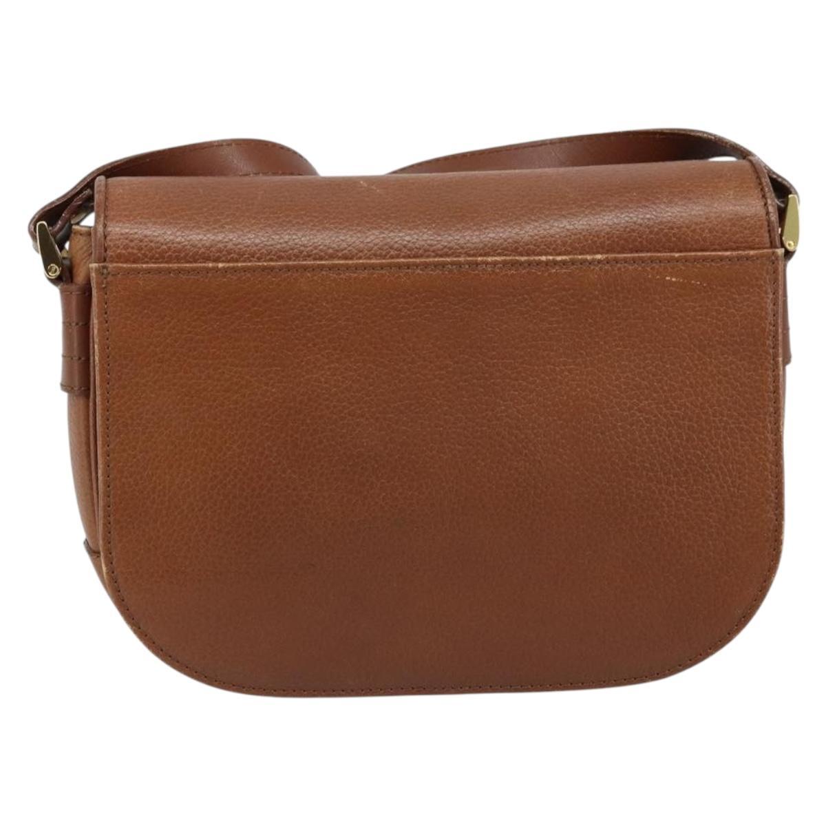 Burberrys Shoulder Bag Leather Brown Gold Auth ep13419