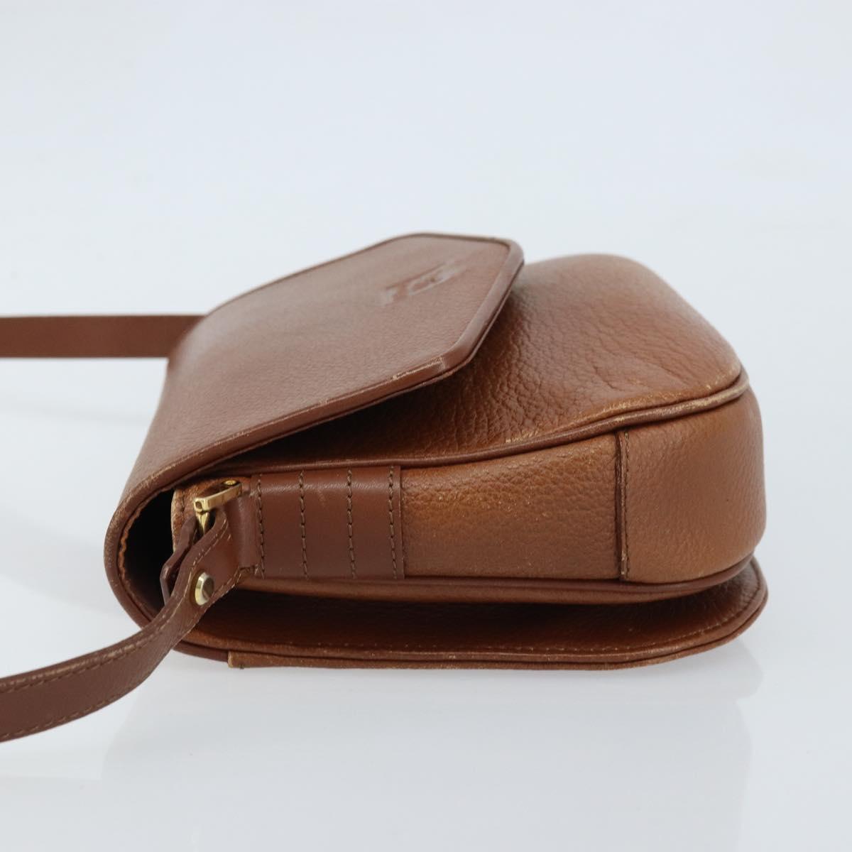 Burberrys Shoulder Bag Leather Brown Gold Auth ep13419