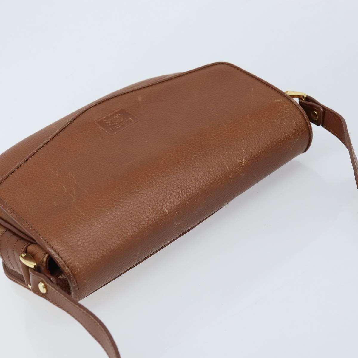 Burberrys Shoulder Bag Leather Brown Gold Auth ep13419