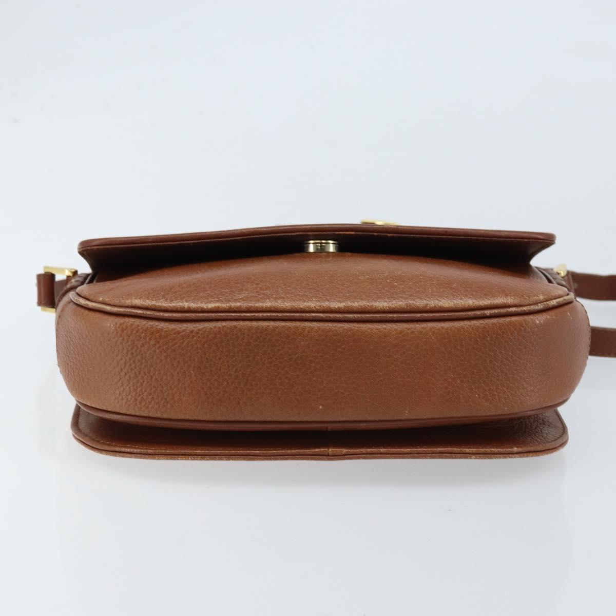 Burberrys Shoulder Bag Leather Brown Gold Auth ep13419