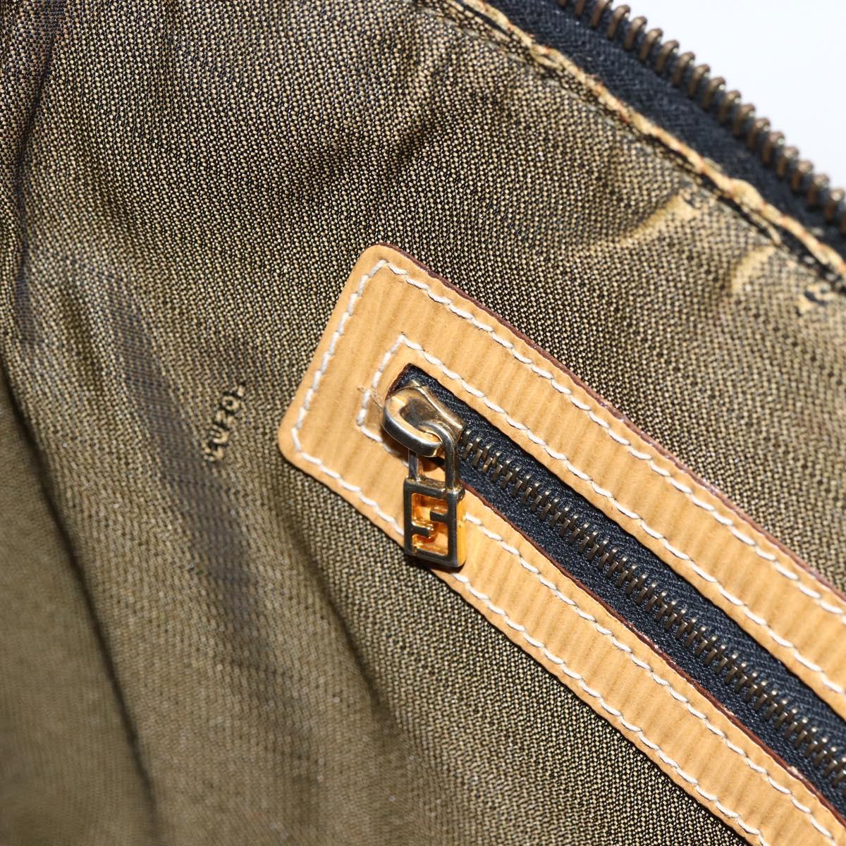 FENDI Zucca Canvas Hand Bag Brown Black Auth ep13422