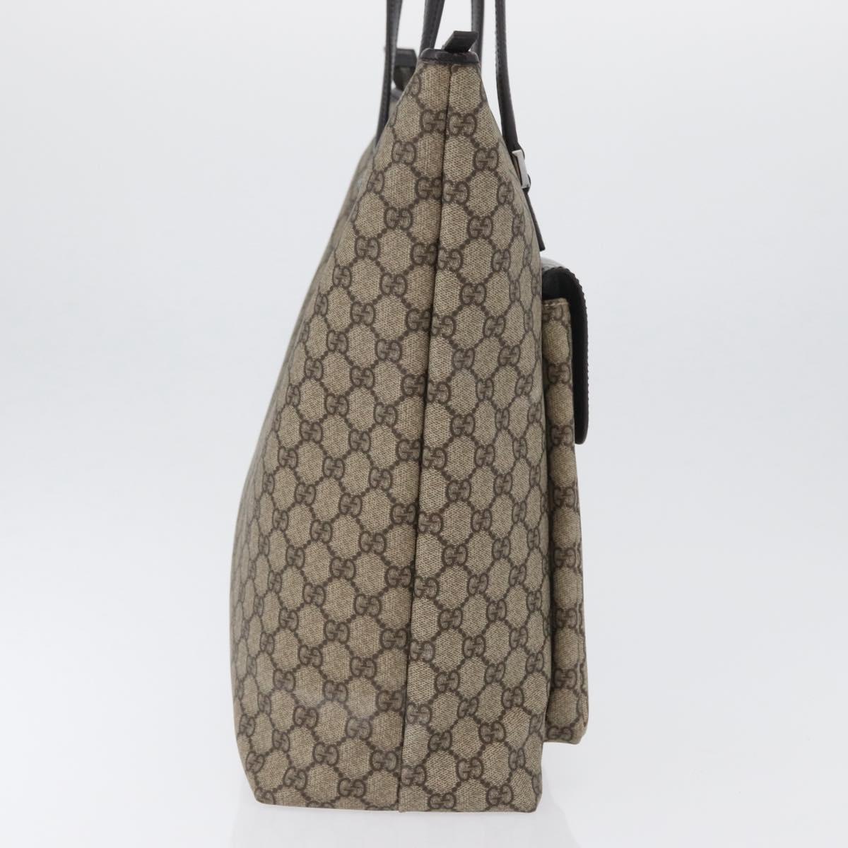 GUCCI GG Supreme Tote Bag PVC Beige Silver 108832 Auth ep13423
