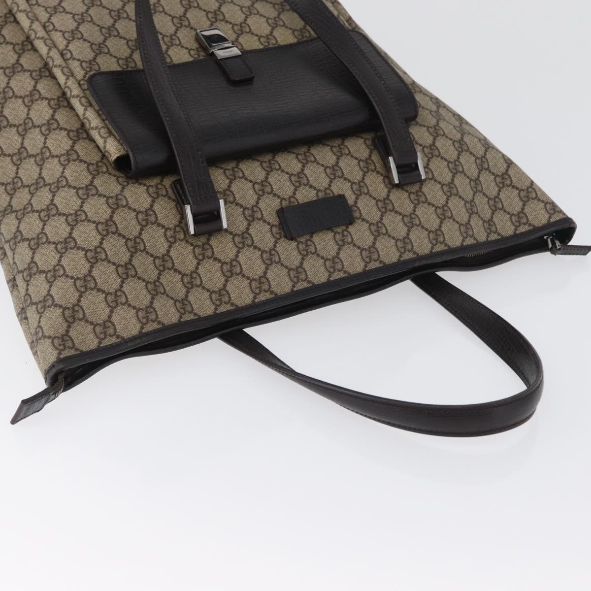 GUCCI GG Supreme Tote Bag PVC Beige Silver 108832 Auth ep13423