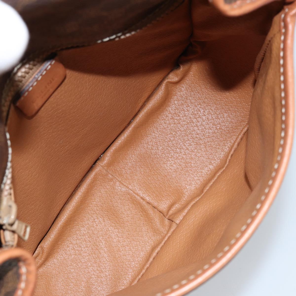 CELINE Macadam Canvas Shoulder Bag PVC Leather Brown Gold Auth ep13426