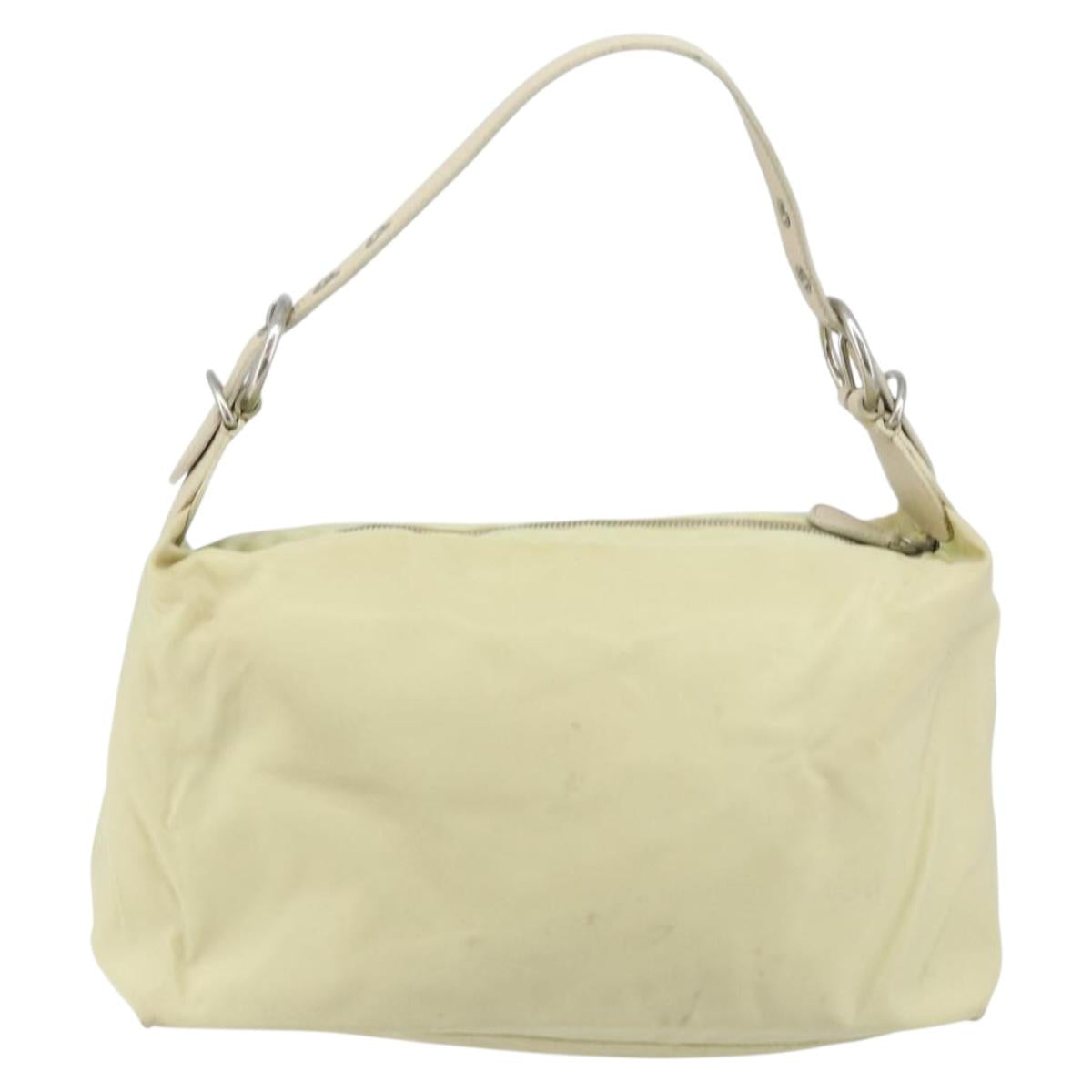 PRADA Shoulder Bag Nylon Ivory Silver Auth ep13428