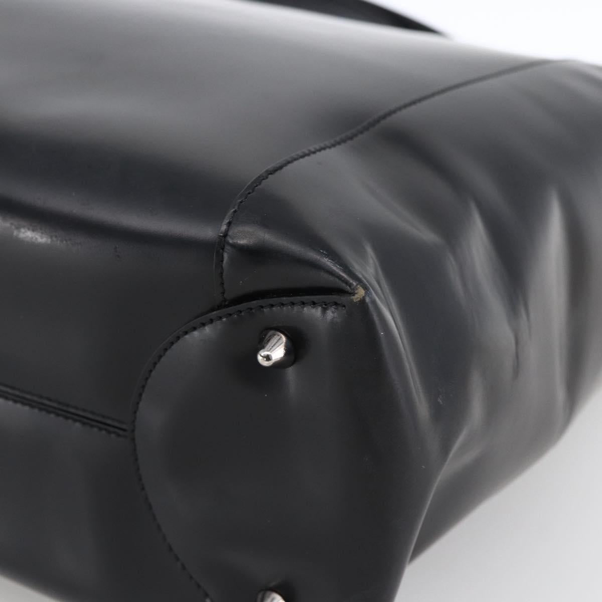 Christian Dior Maris Pearl Tote Bag Patent leather Black Silver Auth ep13429