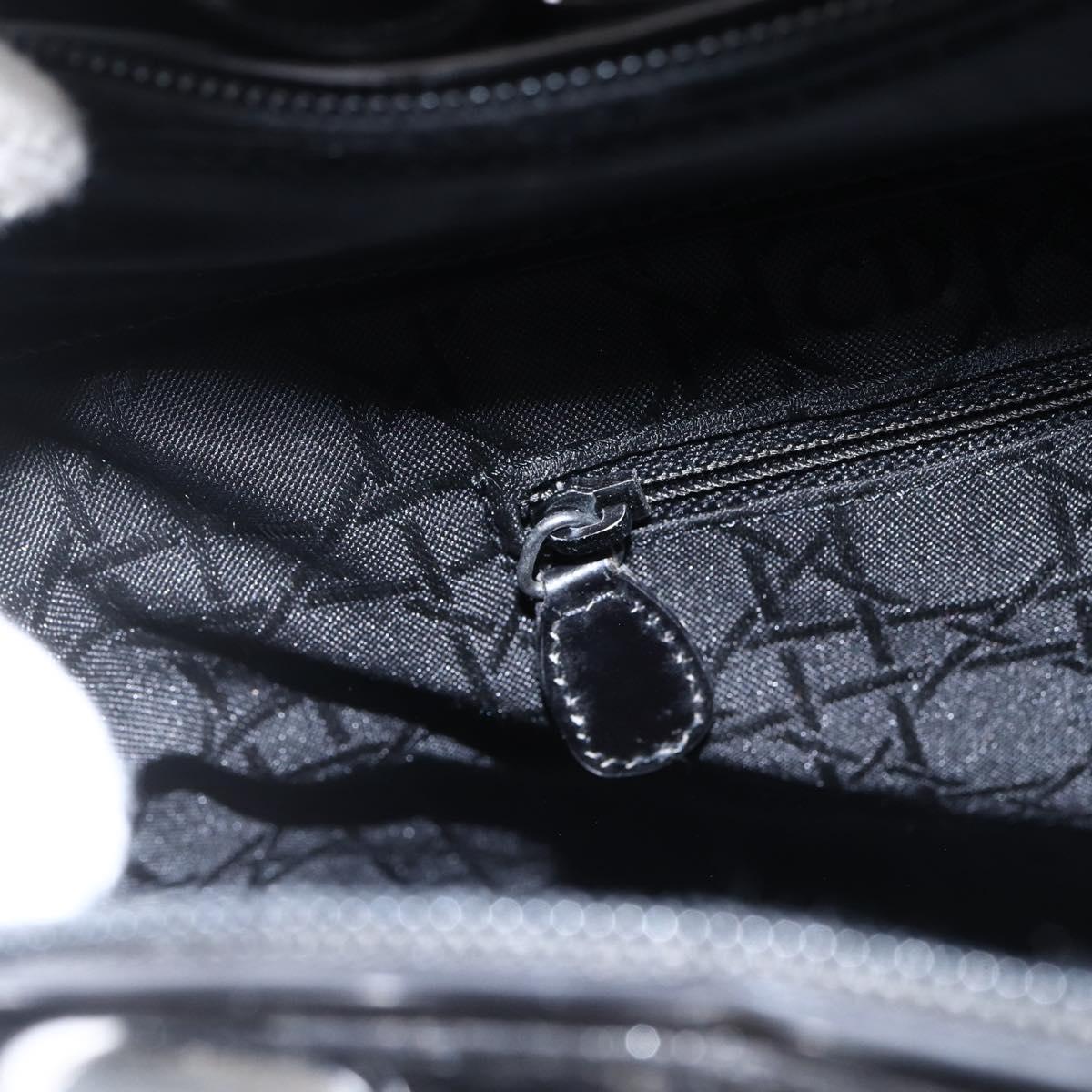 Christian Dior Maris Pearl Tote Bag Patent leather Black Silver Auth ep13429