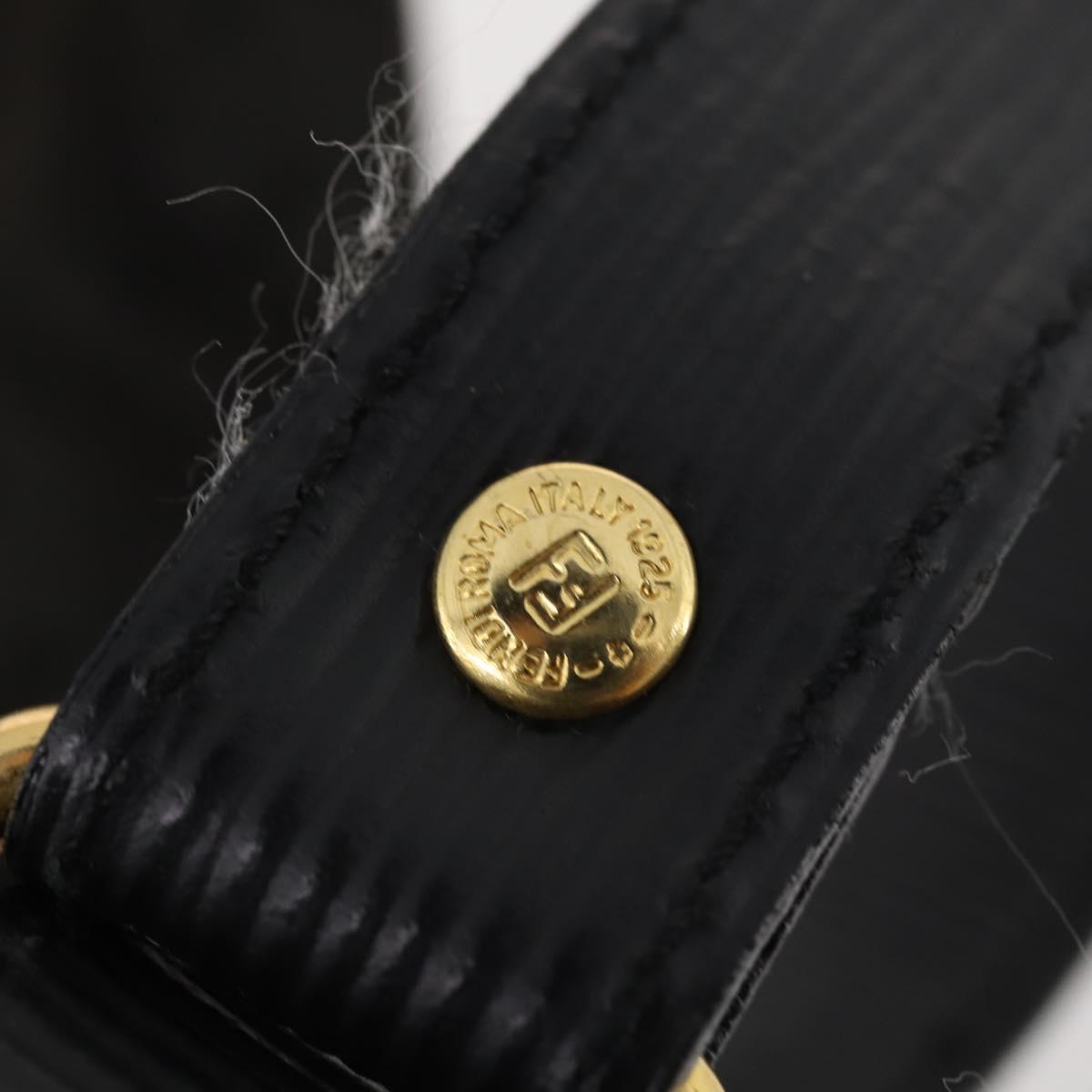 FENDI Zucca Canvas Shoulder Bag Black Gold Auth ep13431