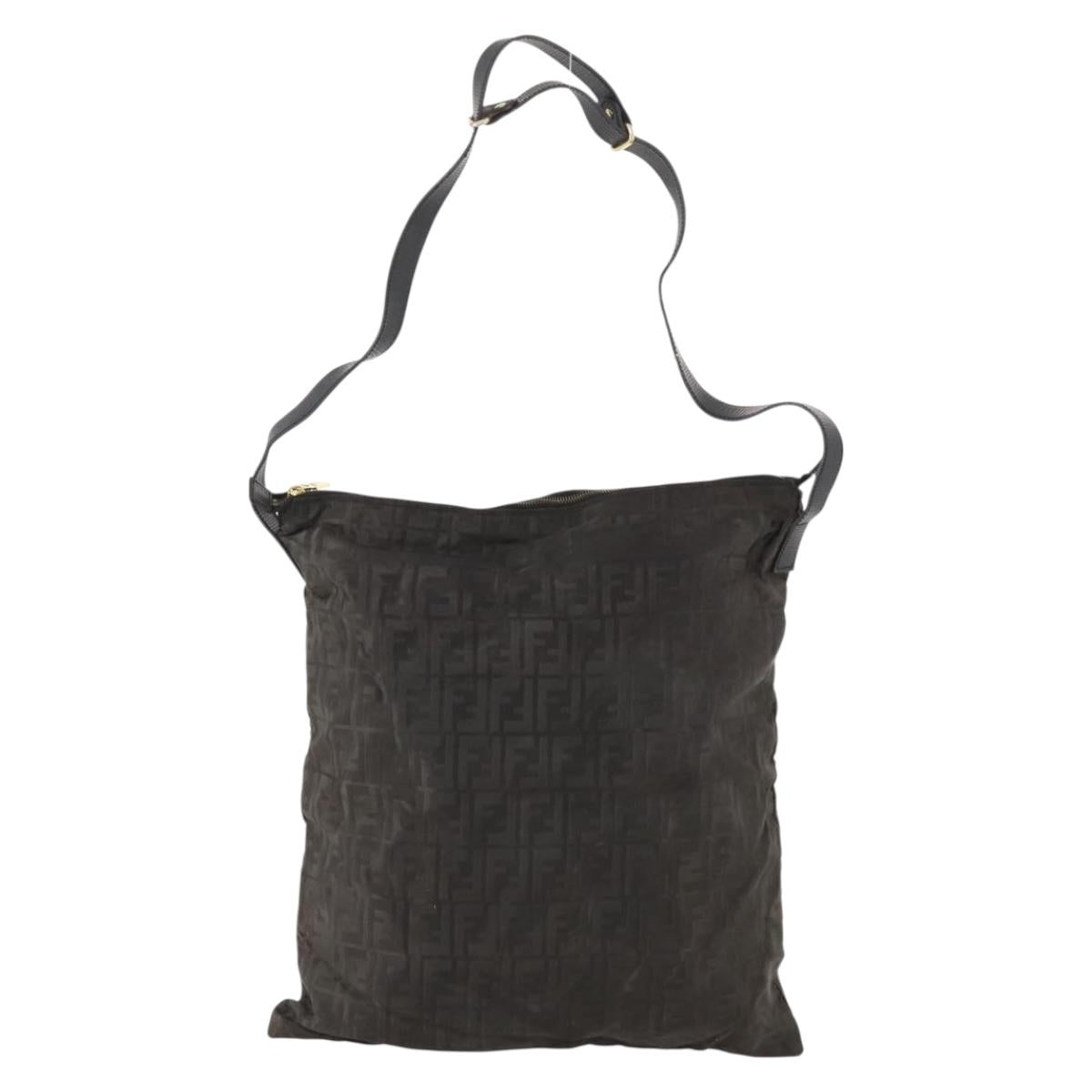 FENDI Zucca Canvas Shoulder Bag Black Gold Auth ep13431