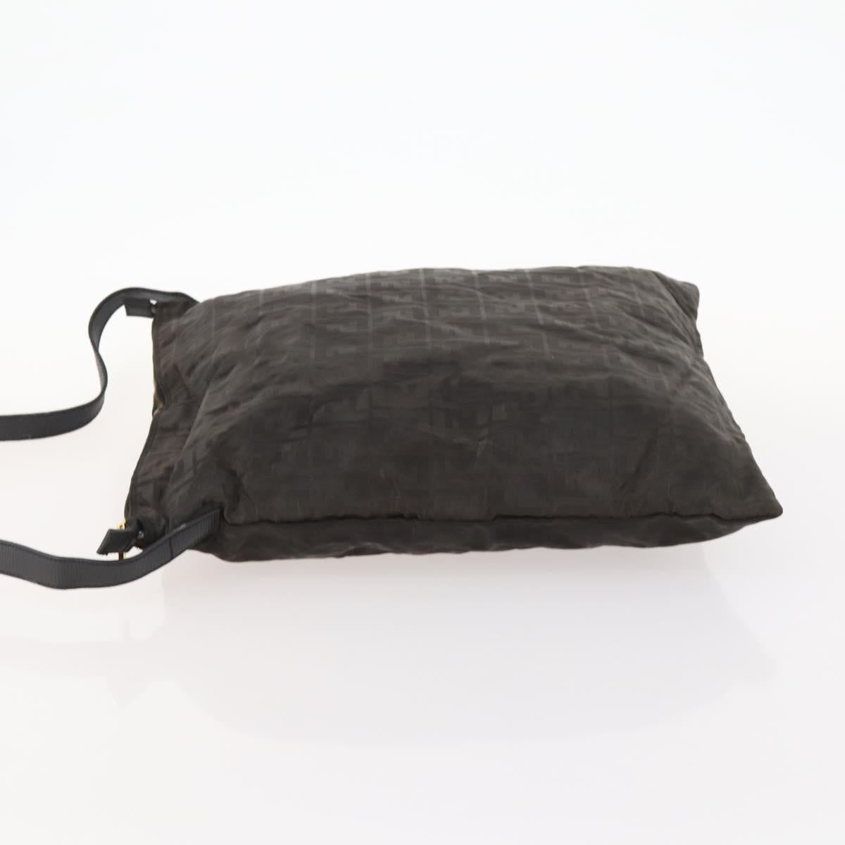 FENDI Zucca Canvas Shoulder Bag Black Gold Auth ep13431