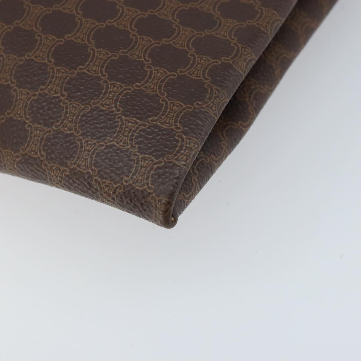 CELINE Macadam Canvas Tote Bag PVC Leather Brown Gold Auth ep13444