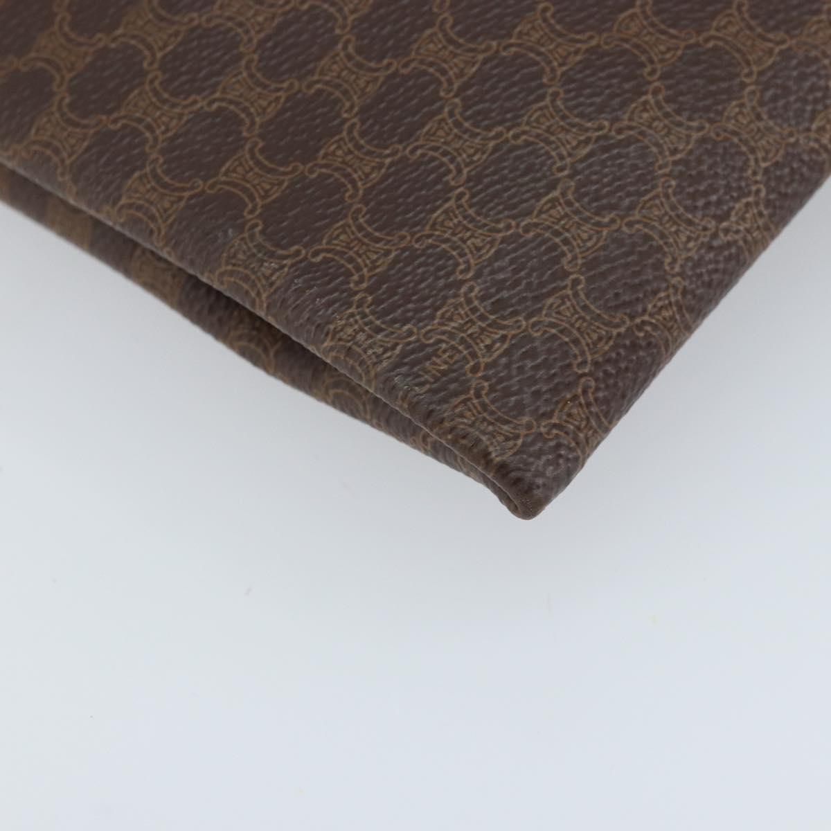 CELINE Macadam Canvas Tote Bag PVC Leather Brown Gold Auth ep13444