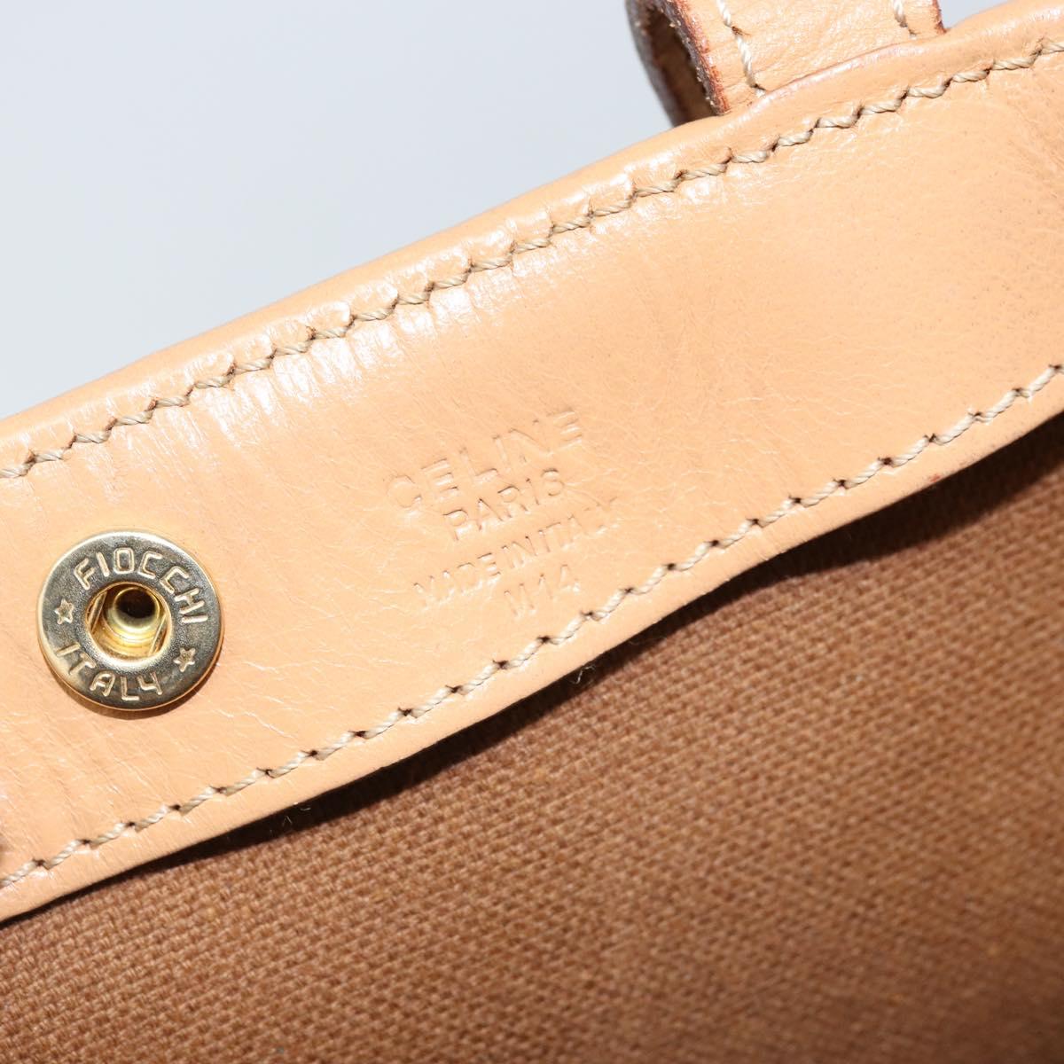 CELINE Macadam Canvas Tote Bag PVC Leather Brown Gold Auth ep13444