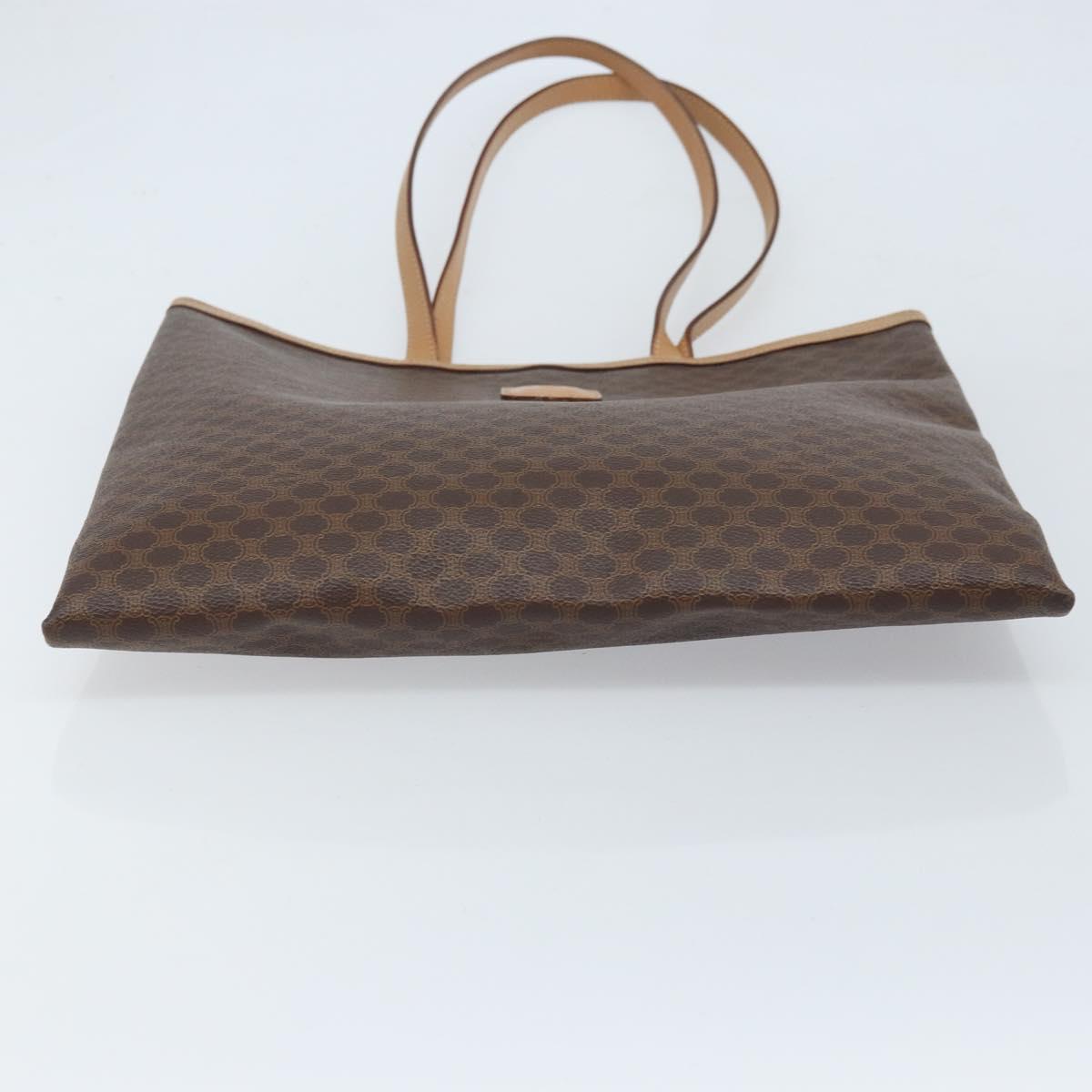CELINE Macadam Canvas Tote Bag PVC Leather Brown Gold Auth ep13444