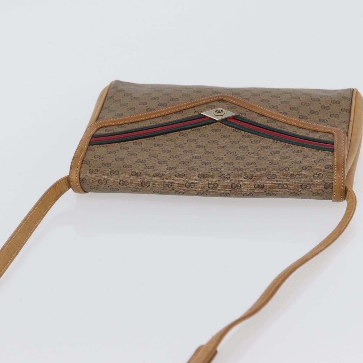 GUCCI Micro GG Supreme Web Sherry Line Shoulder Bag PVC Beige Gold Auth ep13446