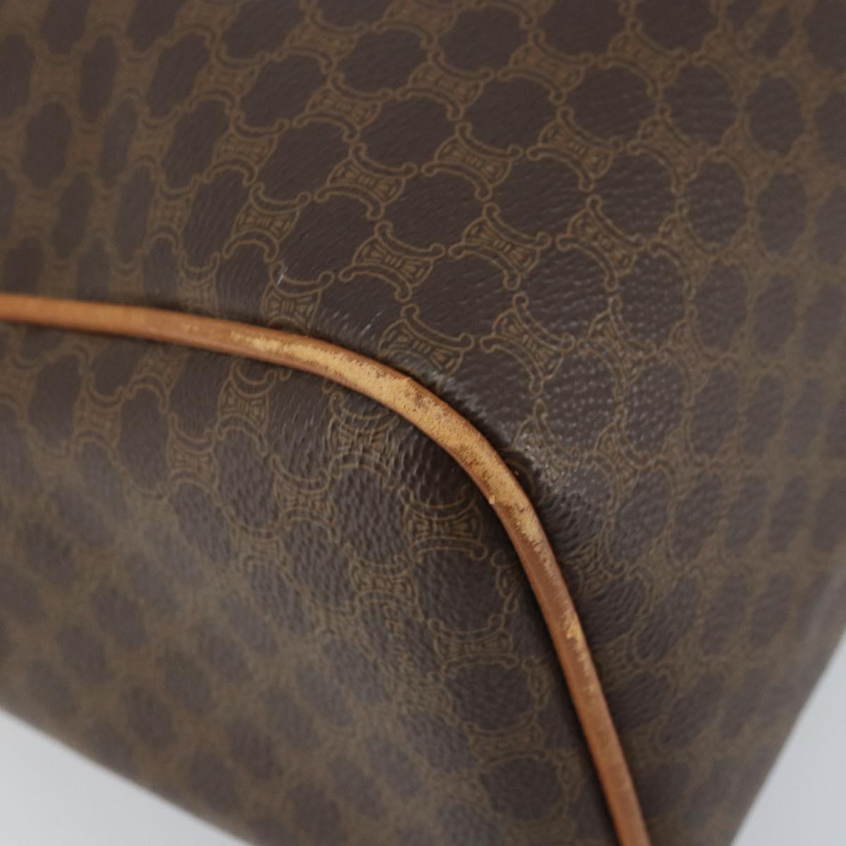 CELINE Macadam Canvas Hand Bag PVC Leather Brown Gold Auth ep13448