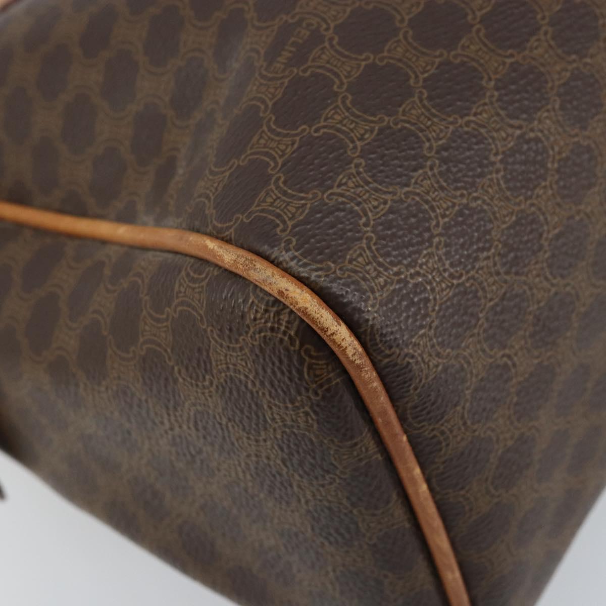 CELINE Macadam Canvas Hand Bag PVC Leather Brown Gold Auth ep13448