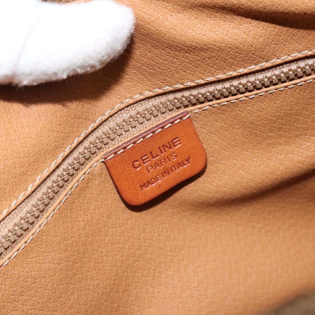 CELINE Macadam Canvas Hand Bag PVC Leather Brown Gold Auth ep13448