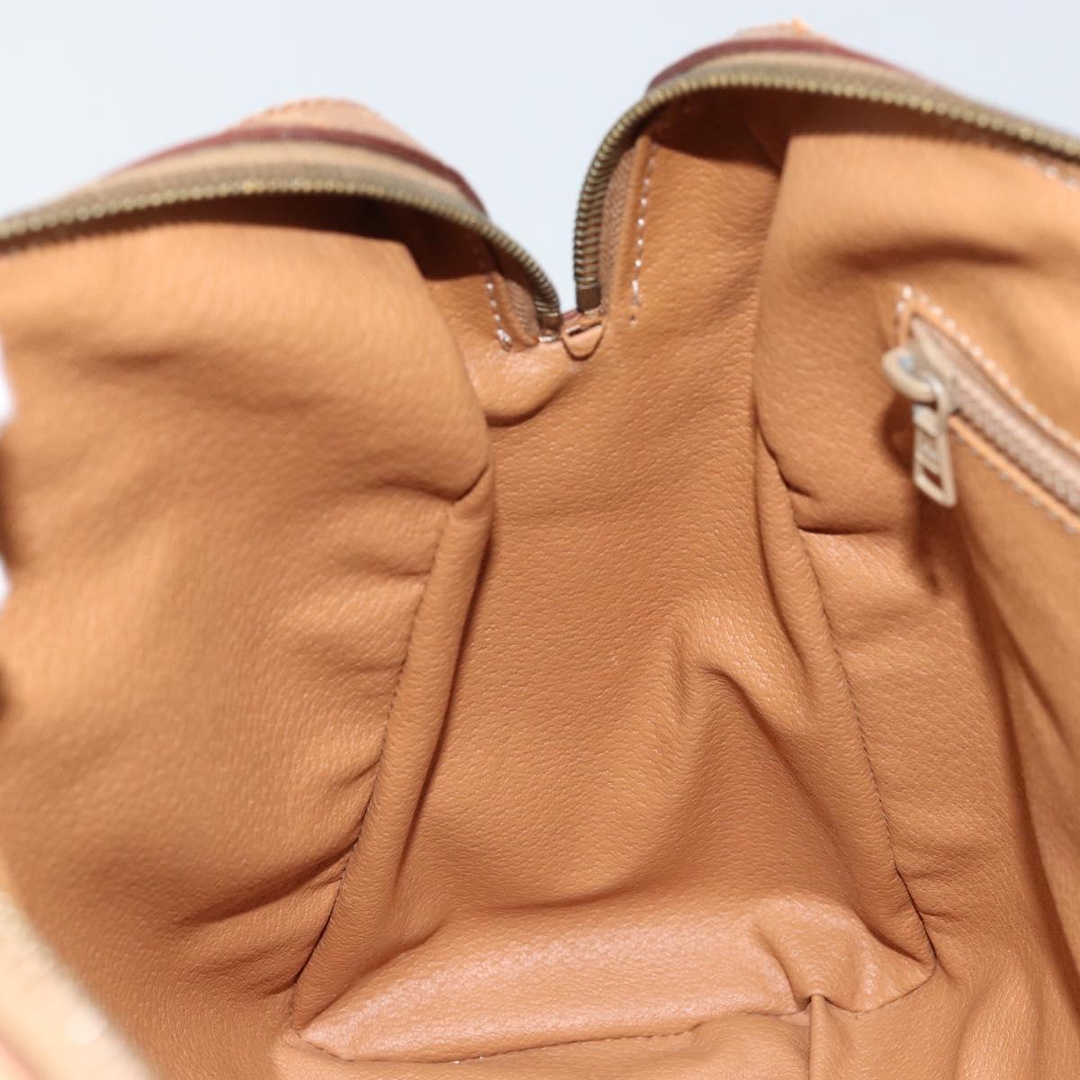 CELINE Macadam Canvas Hand Bag PVC Leather Brown Gold Auth ep13448