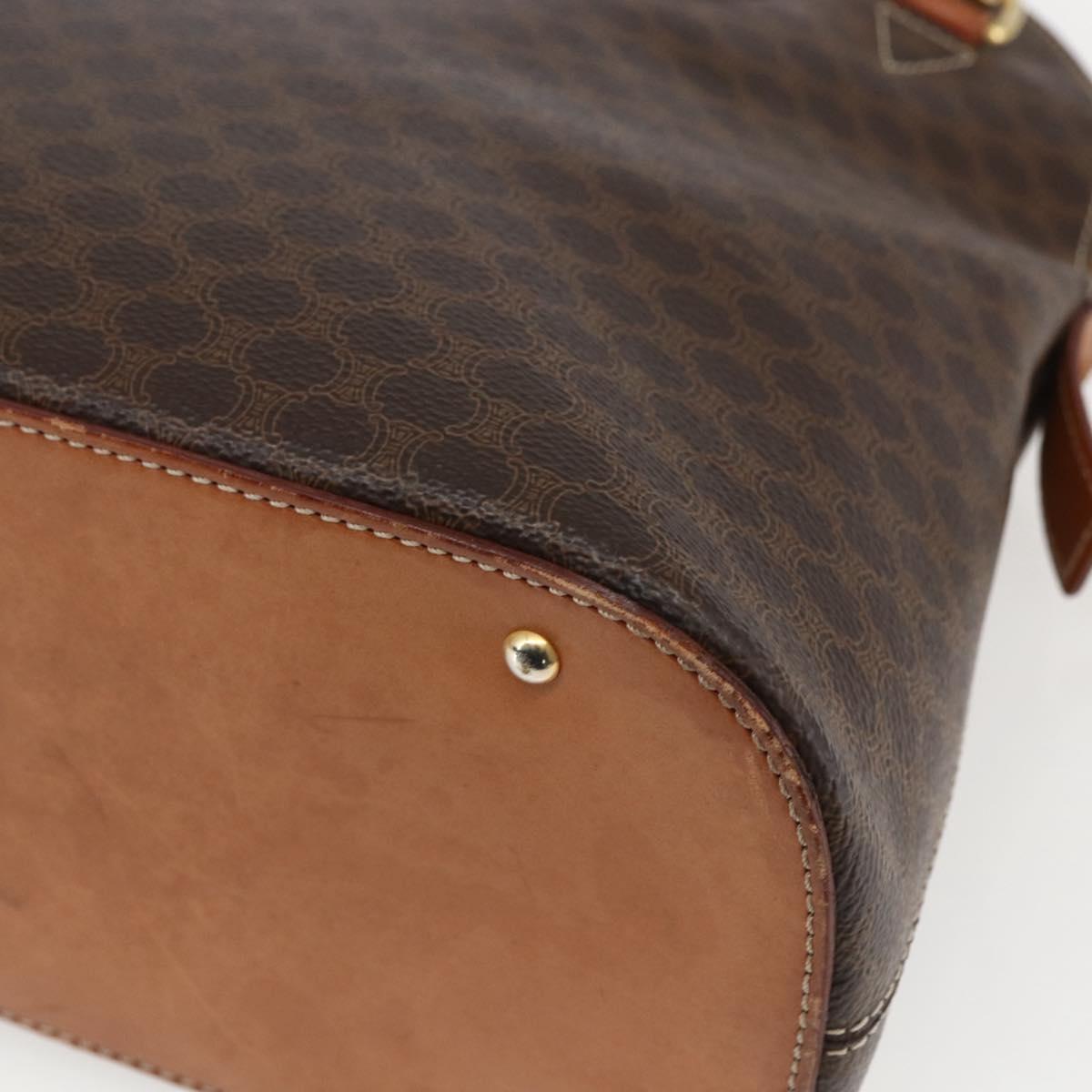 CELINE Macadam Canvas Hand Bag PVC Leather 2way Brown Gold Auth ep13453