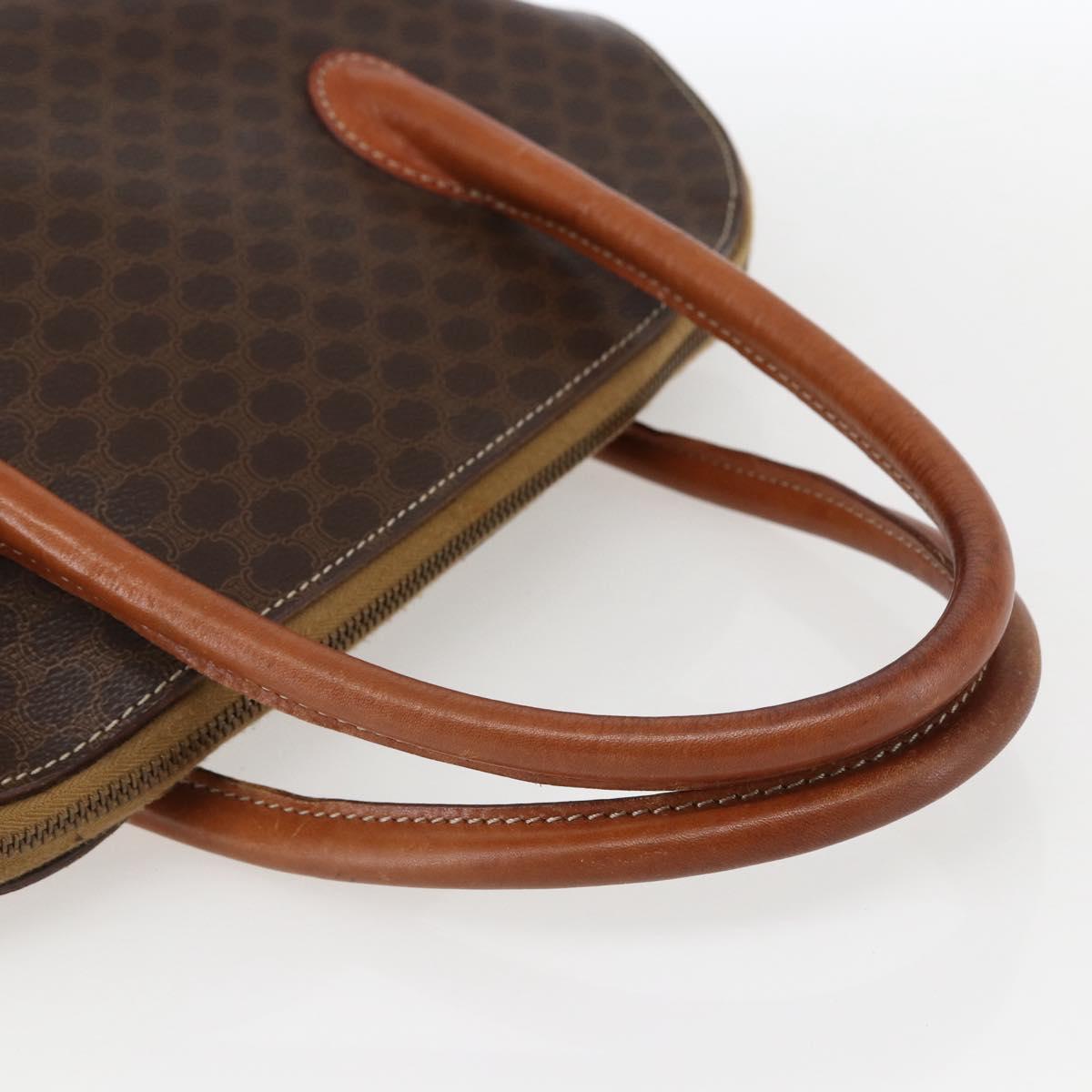 CELINE Macadam Canvas Hand Bag PVC Leather 2way Brown Gold Auth ep13453